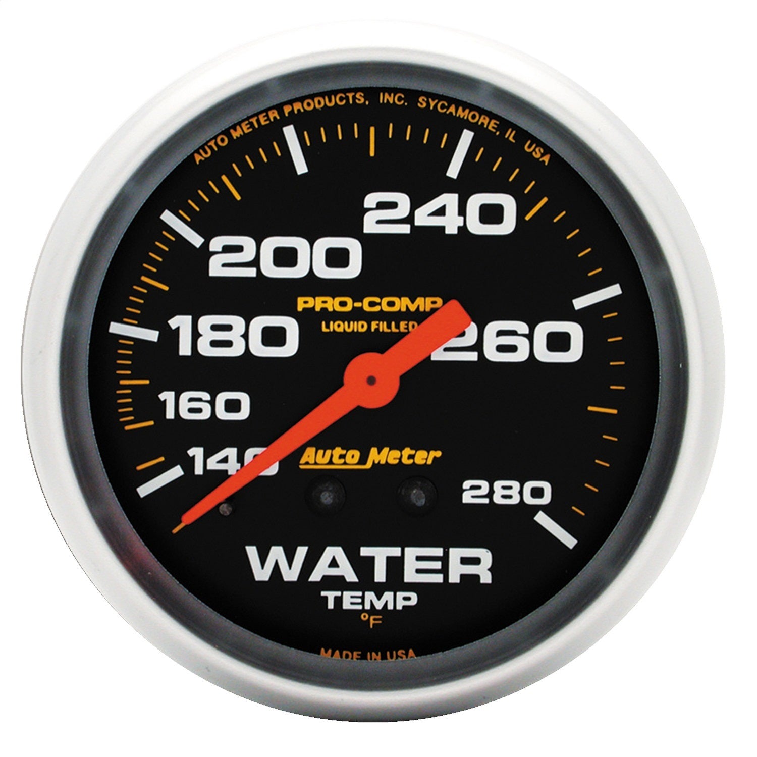 AutoMeter 5431 GAUGE; WATER TEMP; 2 5/8in.; 140-280deg.F; LIQUID FILLED MECH; PRO-COMP AutoMeter 5431