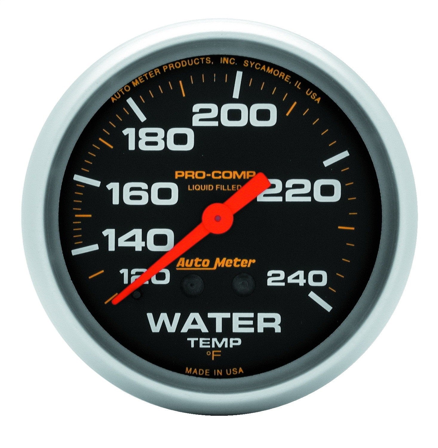 AutoMeter 5433 GAUGE; WATER TEMP; 2 5/8in.; 120-240deg.F; LIQUID FILLED MECH; 12FT.; PRO-COMP AutoMeter 5433