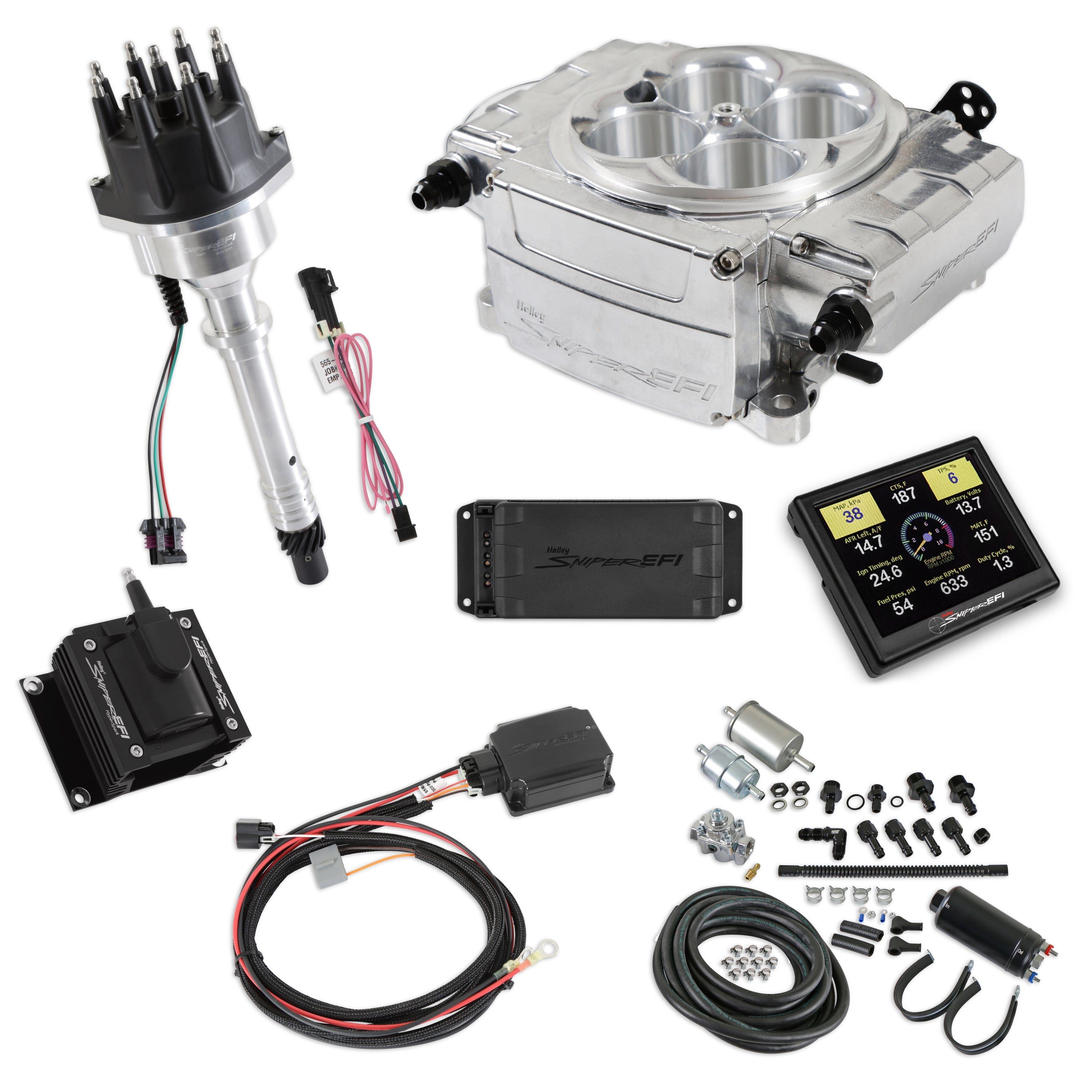 Holley Sniper EFI 550-510-3PK-SBC Sniper 2 EFI Bundle with HyperSpark Ignition System Holley Sniper EFI 550-510-3PK-SBC