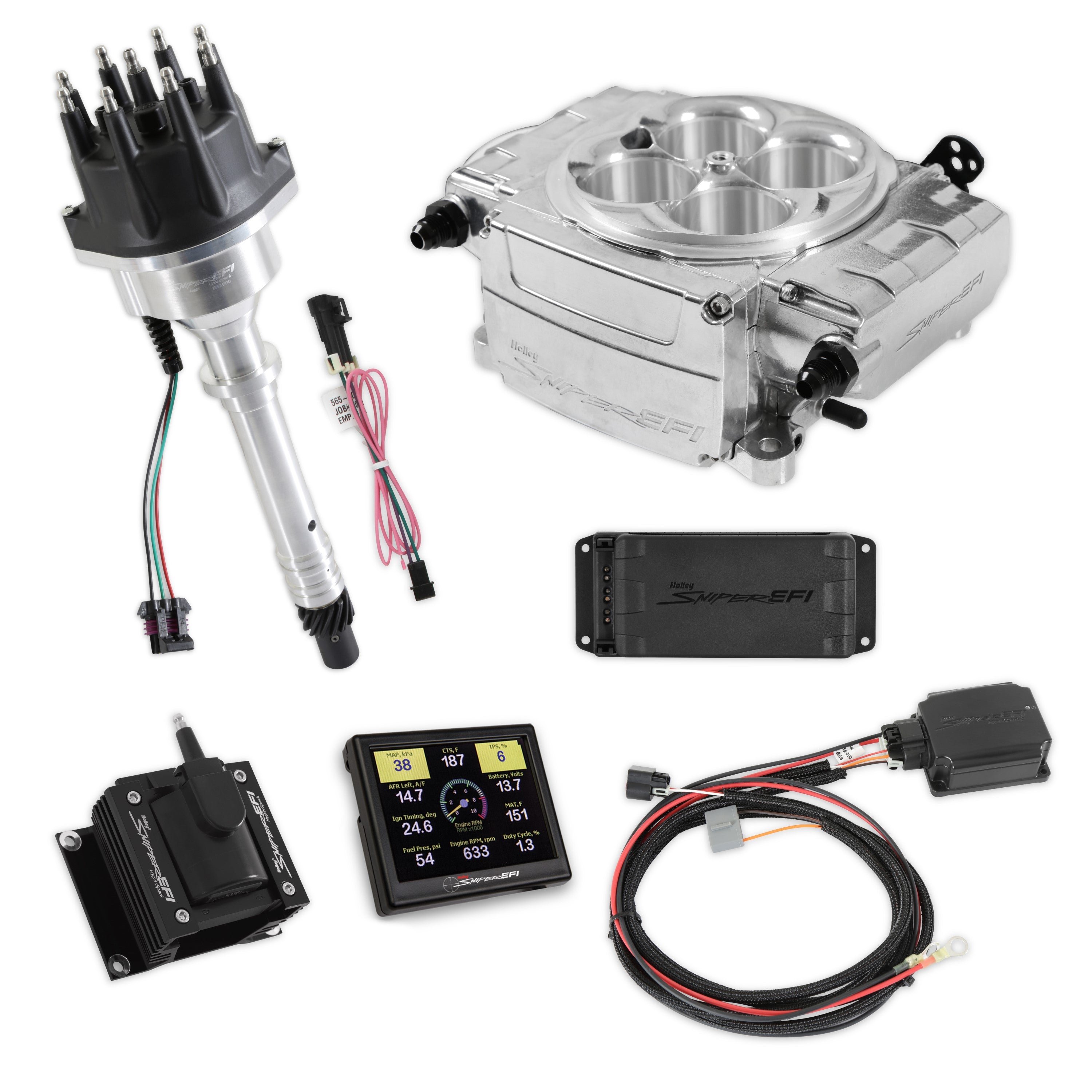 Holley Sniper EFI 550-510-3PX-SBC Sniper 2 EFI Bundle with HyperSpark Ignition System Holley Sniper EFI 550-510-3PX-SBC