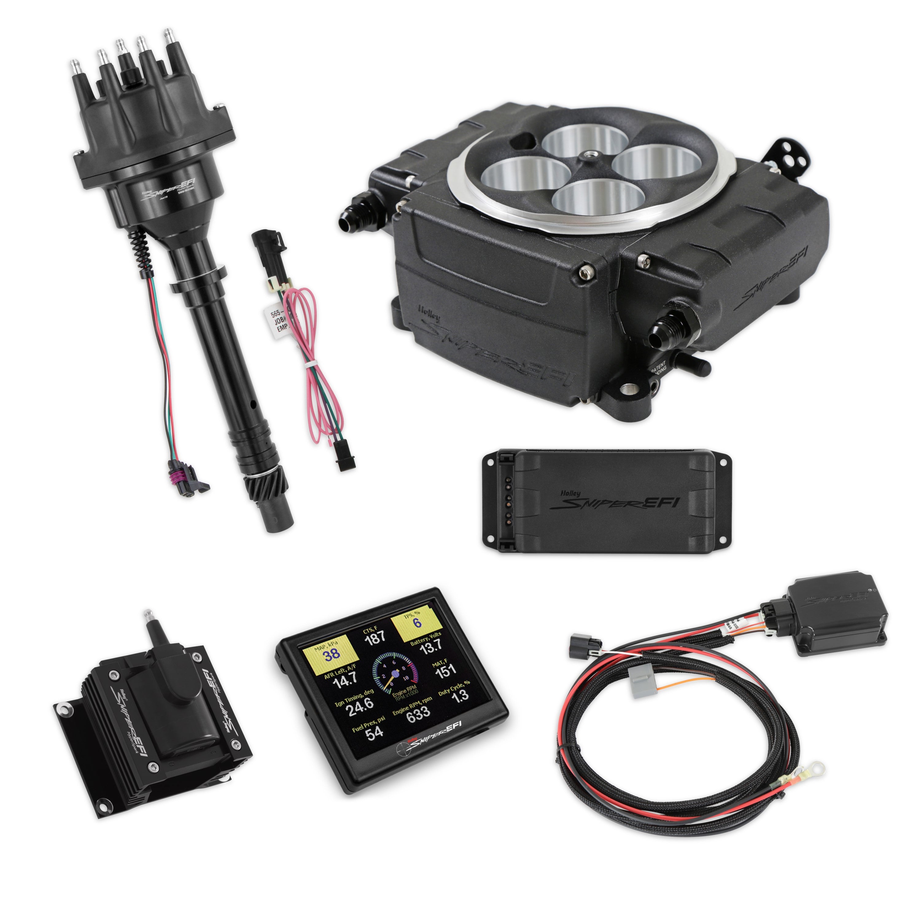 Holley Sniper EFI 550-511-3PX-SBC Sniper 2 EFI Bundle with HyperSpark Ignition System Holley Sniper EFI 550-511-3PX-SBC