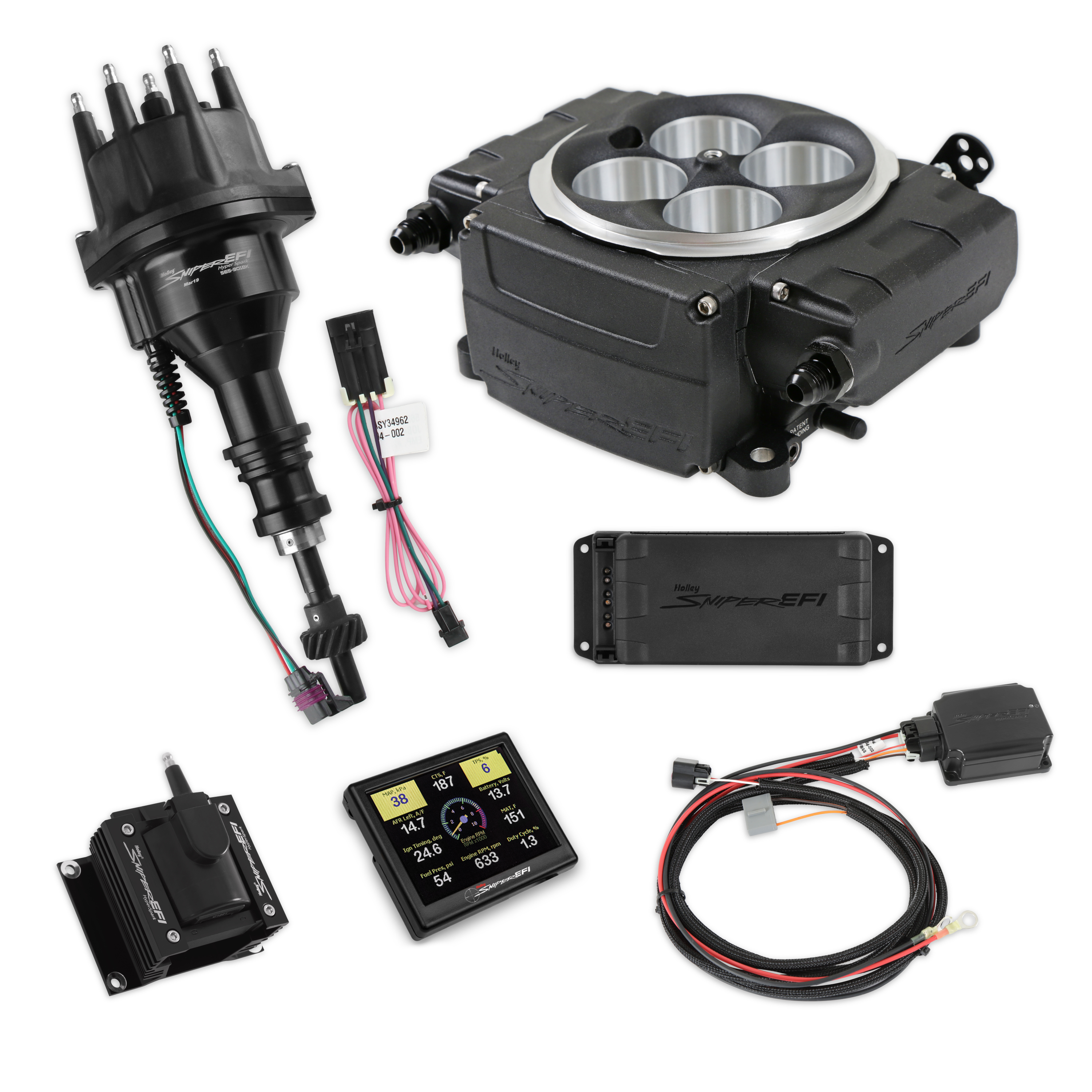 Holley Sniper EFI 550-511-3PX-SBF Sniper 2 EFI Bundle with HyperSpark Ignition System Holley Sniper EFI 550-511-3PX-SBF