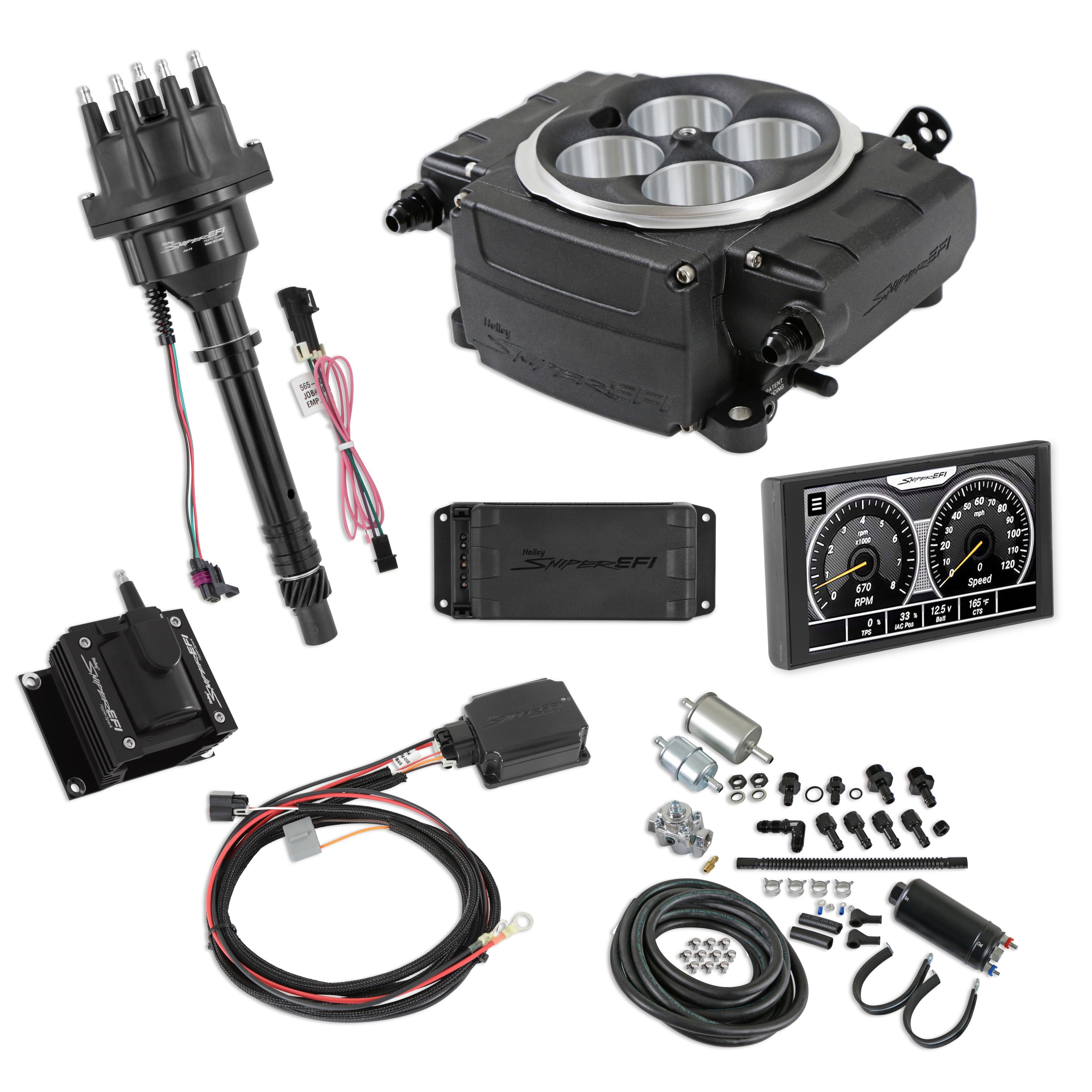 Holley Sniper EFI 550-511-5PK-SBC Black - 5" Handheld / PDM / HyperSpark Master Kit Bundle Holley Sniper EFI 550-511-5PK-SBC