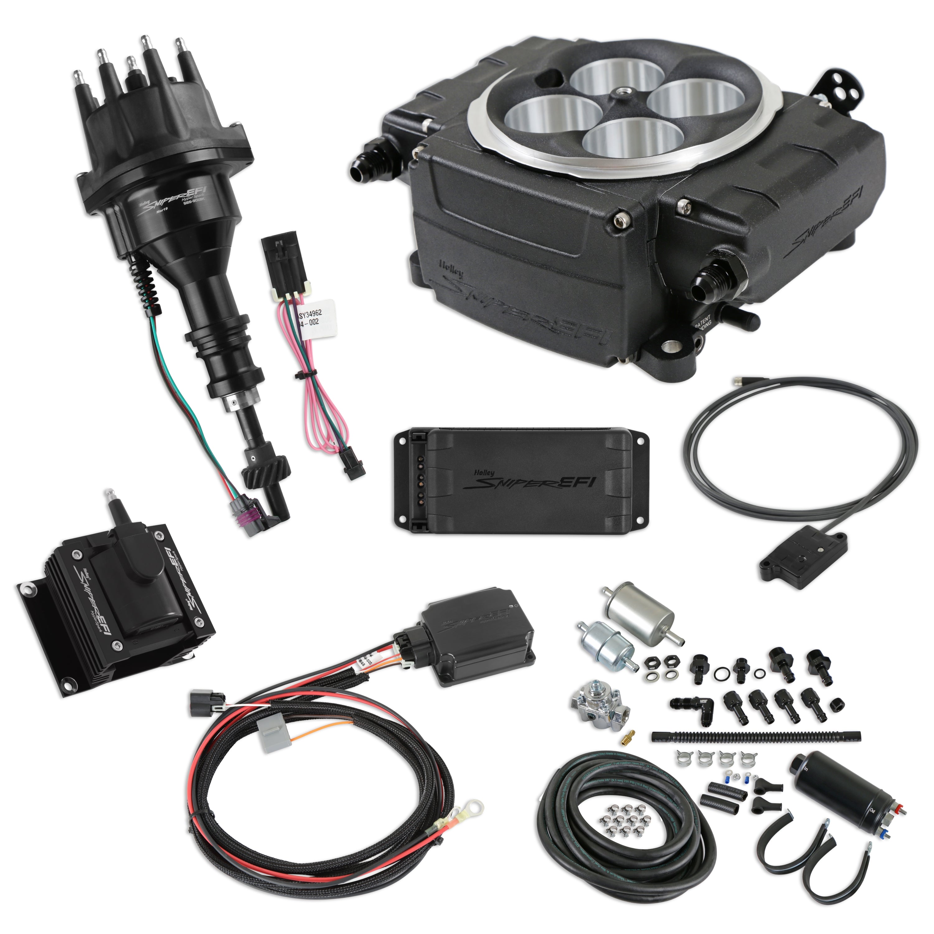 Holley Sniper EFI 550-511-BPK-SBF Sniper 2 EFI Bundle with HyperSpark Ignition System Holley Sniper EFI 550-511-BPK-SBF