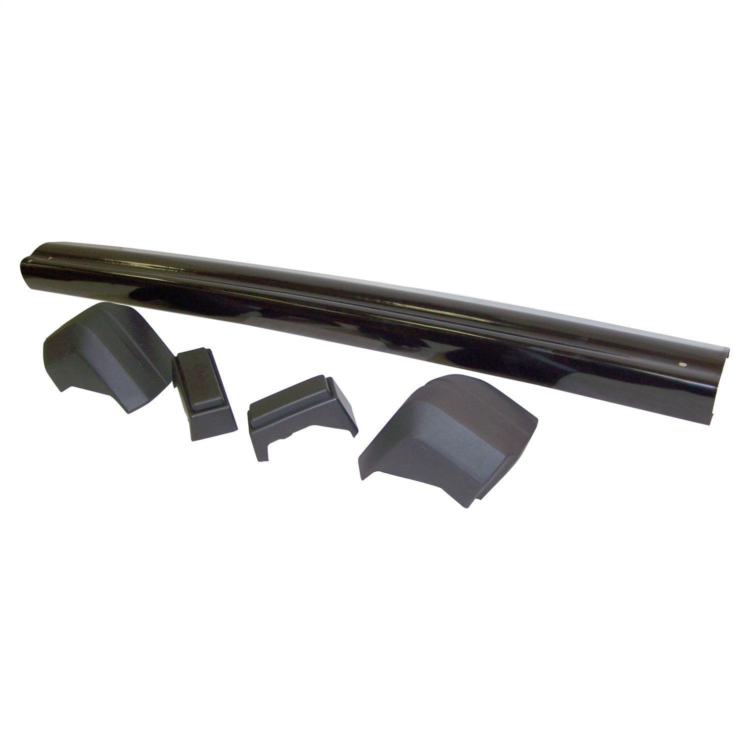 Crown Automotive Jeep Replacement 55026257K Rear Bumper Kit; Incl. Bumper; 2 End Caps; 2 Bumper Guards; 2 Brackets; Black; Crown Automotive Jeep Replacement 55026257K