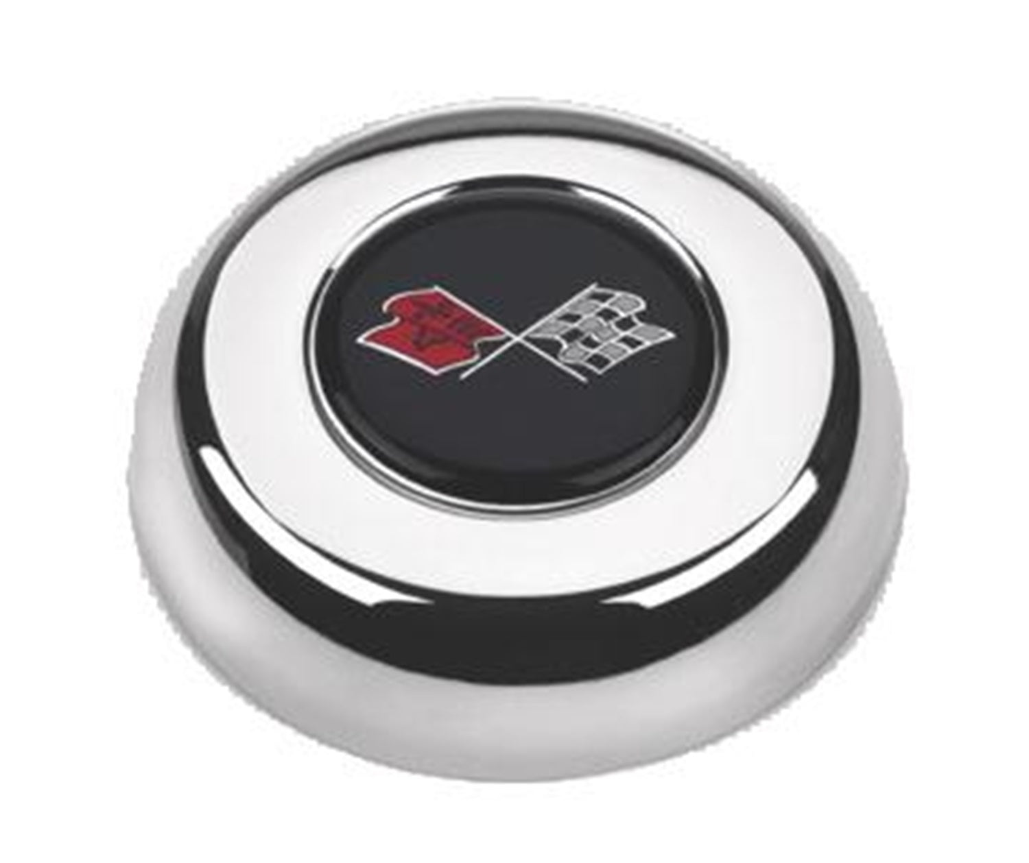 Grant 5632 GM Licensed Horn Button; Chrome; Corvette® Flags; Classic/Challenger Wheels; Grant 5632