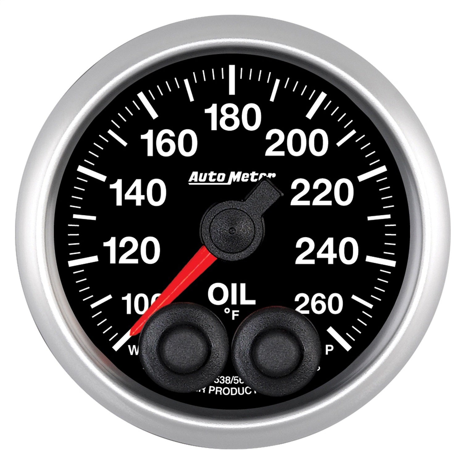 AutoMeter 5638 GAUGE; OIL TEMP; 2 1/16in.; 260deg.F; STEPPER MOTOR W/PEAK/WARN; ELITE AutoMeter 5638