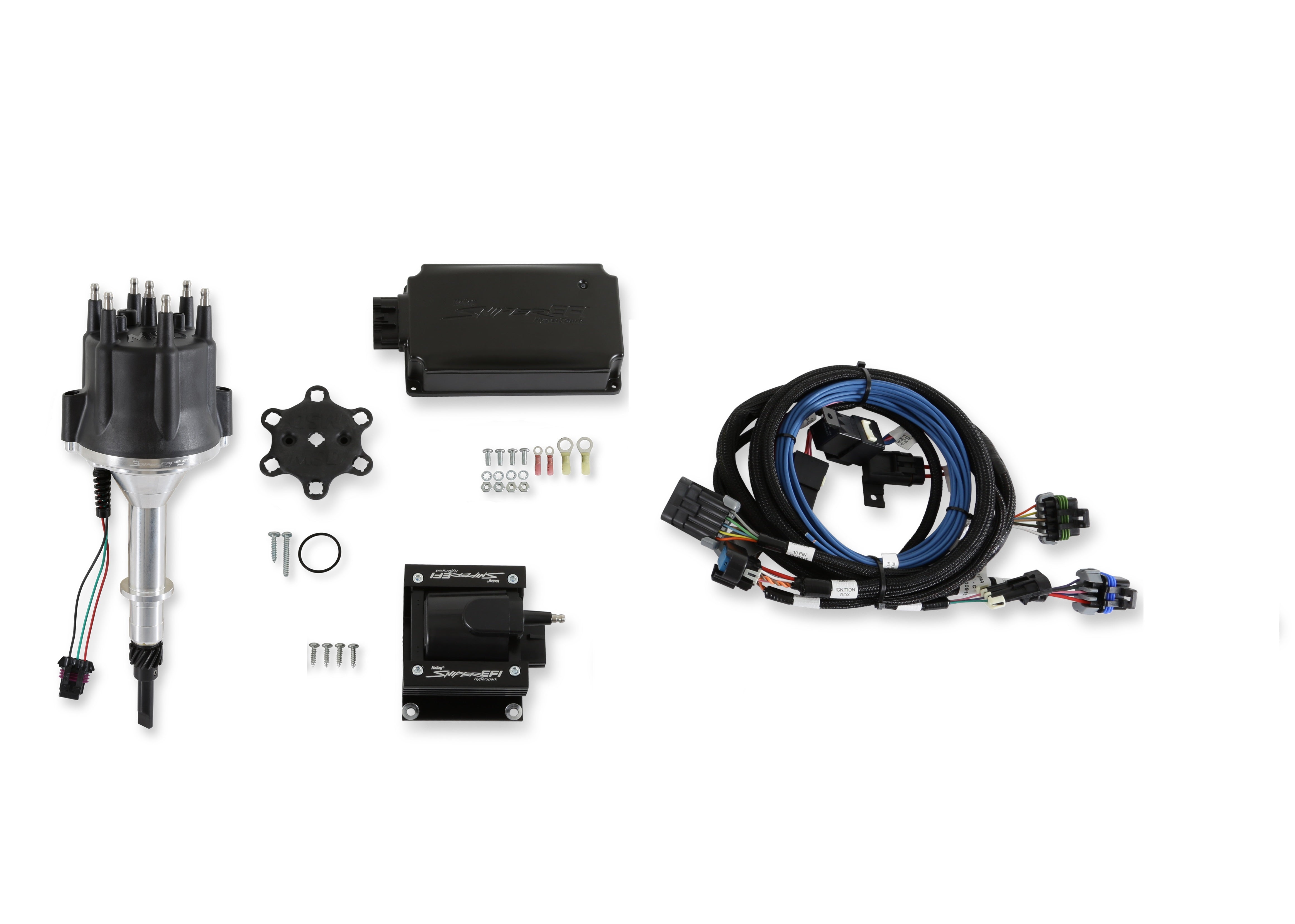 Holley Sniper EFI 565-307K Includes distributor, ignition box, ignition coil, and main harness Holley Sniper EFI 565-307K