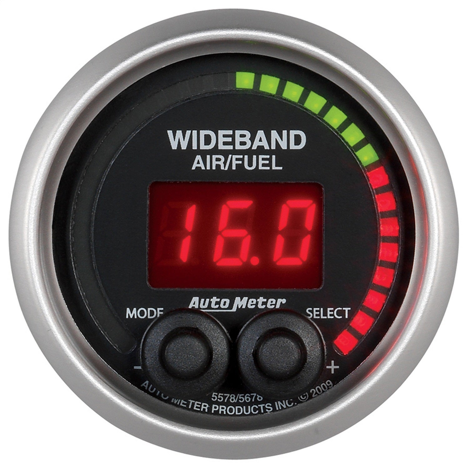 AutoMeter 5678 GAUGE; AIR/FUEL RATIO-PRO; 2 1/16in.; 10:1-20:1; DIGITAL W/PEAK/WARN; ELITE AutoMeter 5678
