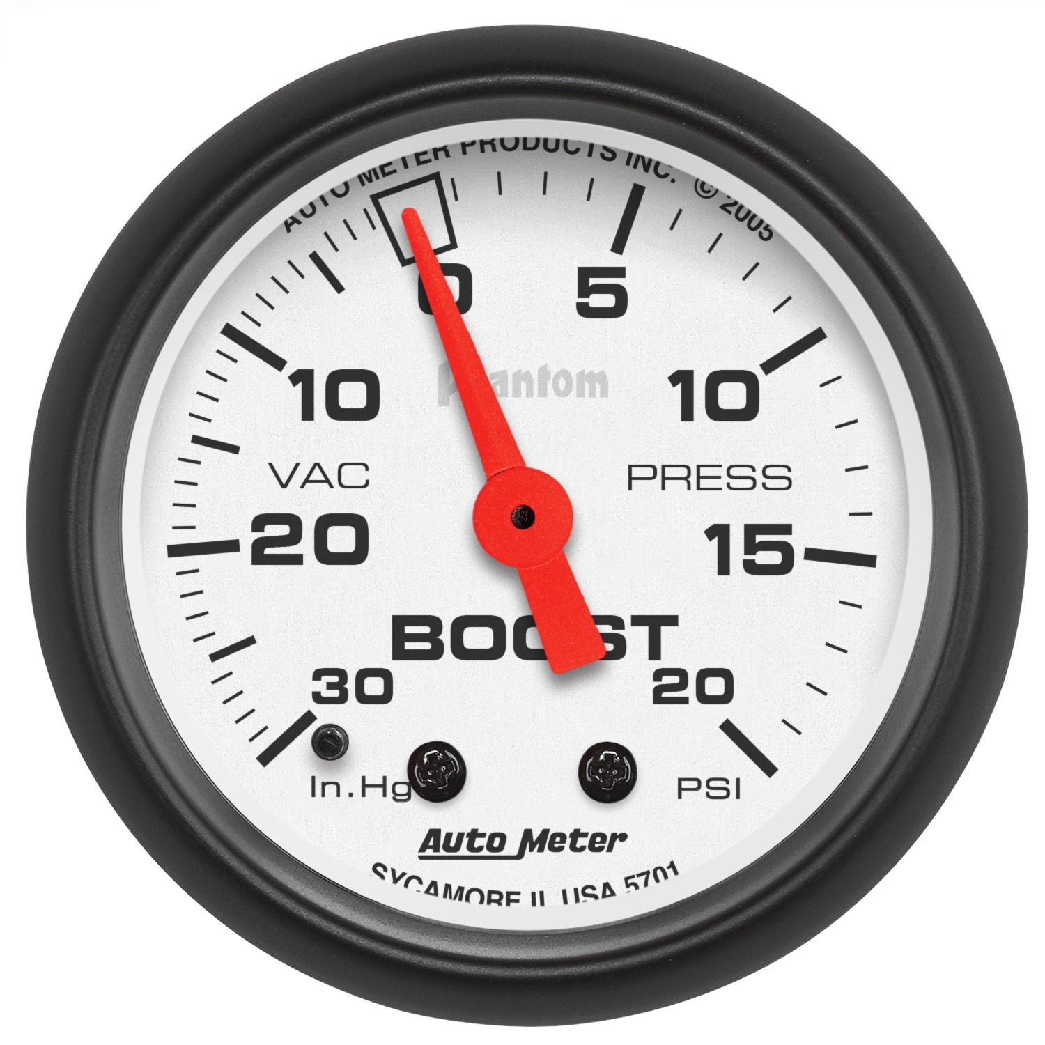 AutoMeter 5701 GAUGE; VAC/BOOST; 2 1/16in.; 30INHG-20PSI; MECHANICAL; PHANTOM AutoMeter 5701