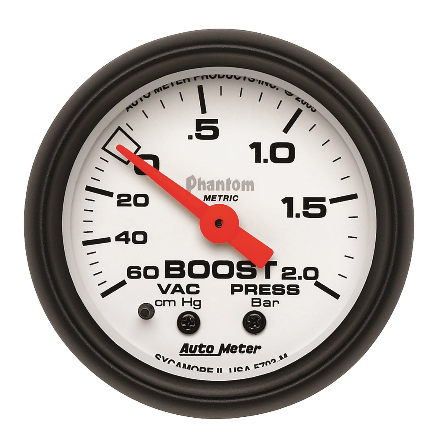 AutoMeter 5703-M GAUGE; VAC/BOOST; 2 1/16in.; 60CMHG-2.0BAR; MECHANICAL; PHANTOM AutoMeter 5703-M