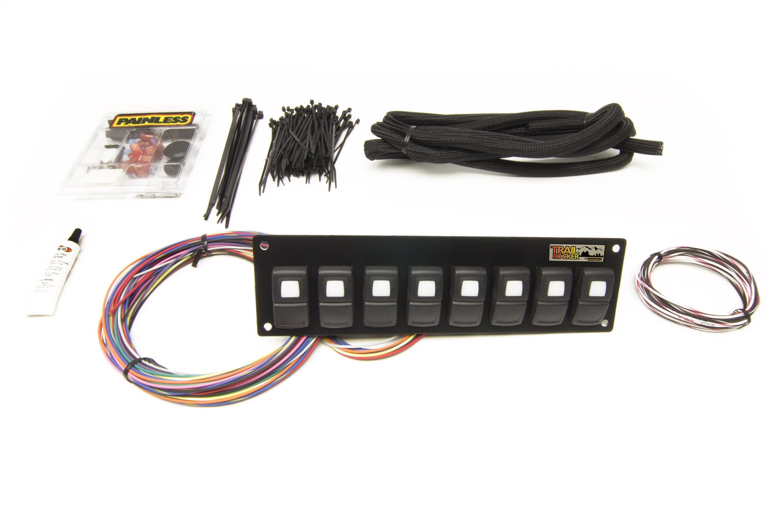 Painless Wiring 57101 Trail Rocker 8-Switch Panel; Dash Mount; Painless Wiring 57101