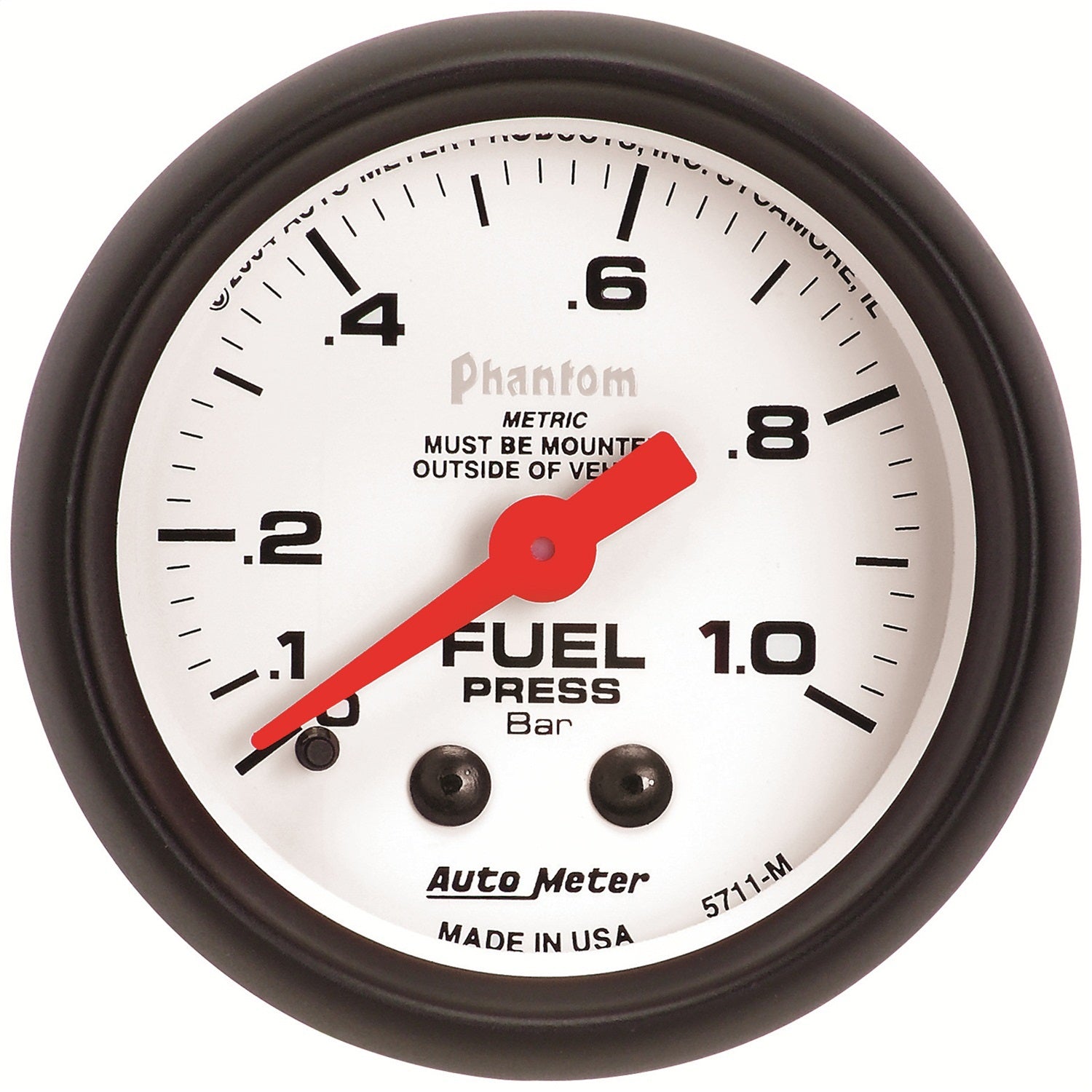 AutoMeter 5711-M GAUGE; FUEL PRESSURE; 2 1/16in.; 1.0BAR; MECHANICAL; PHANTOM AutoMeter 5711-M