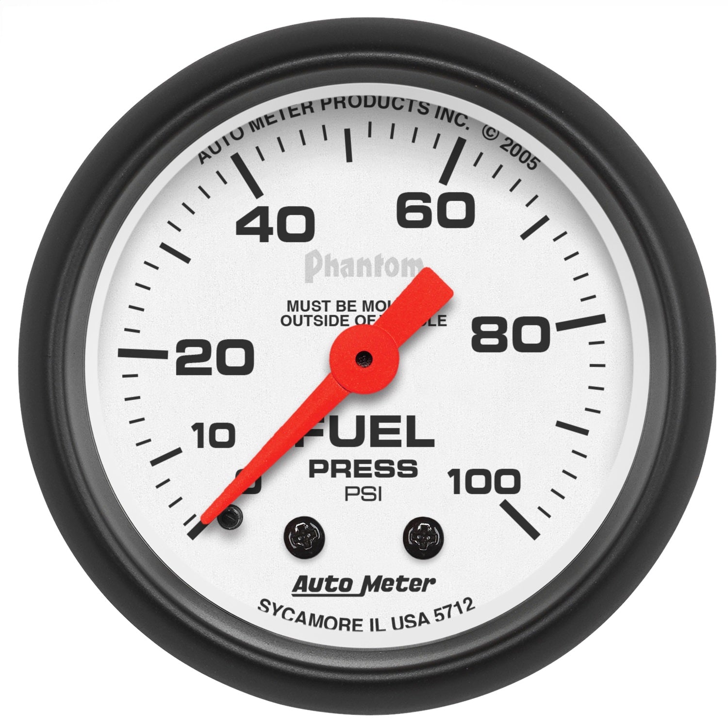 AutoMeter 5712 GAUGE; FUEL PRESSURE; 2 1/16in.; 100PSI; MECHANICAL; PHANTOM AutoMeter 5712
