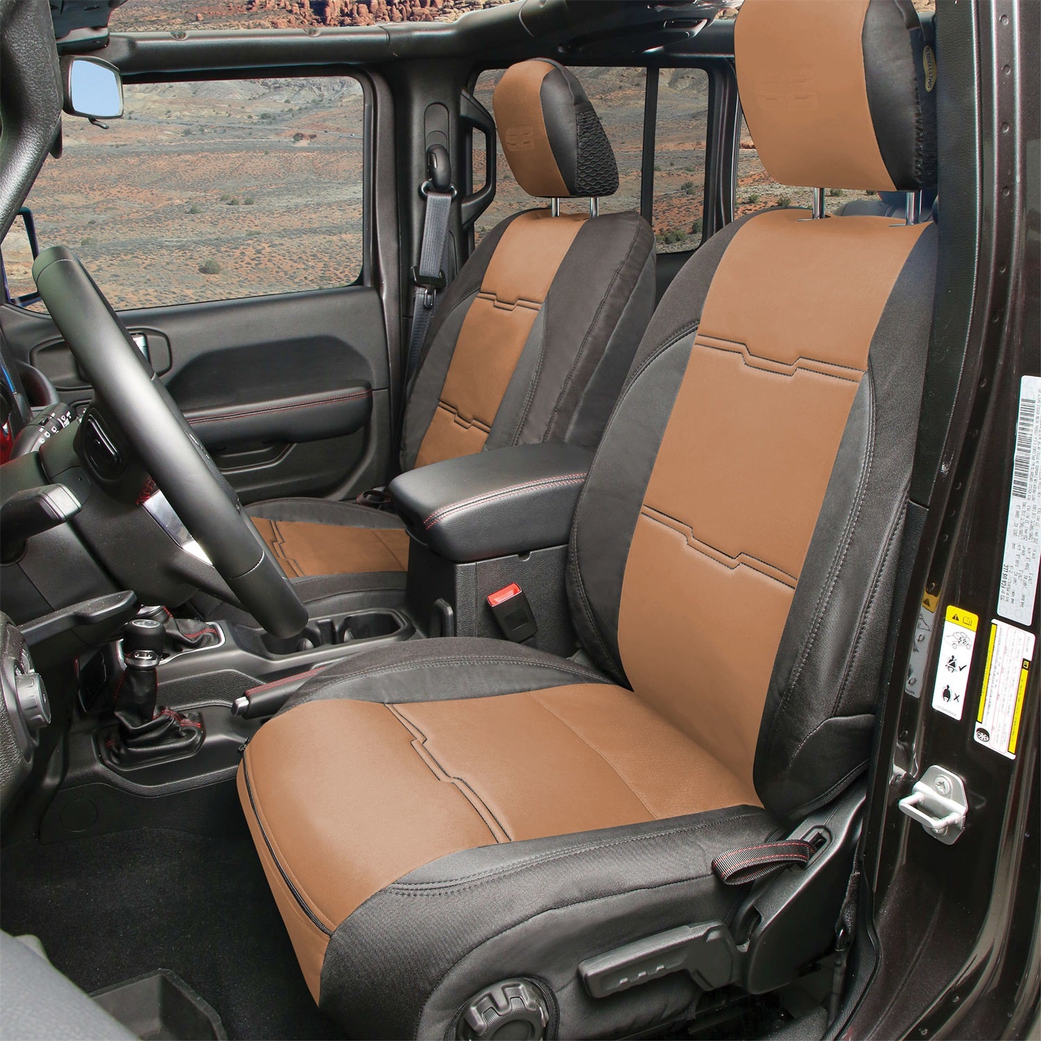 Neoprene Seat Cover; Tan/Black; Front/Rear; Gen 2; Kit; Smittybilt 576225