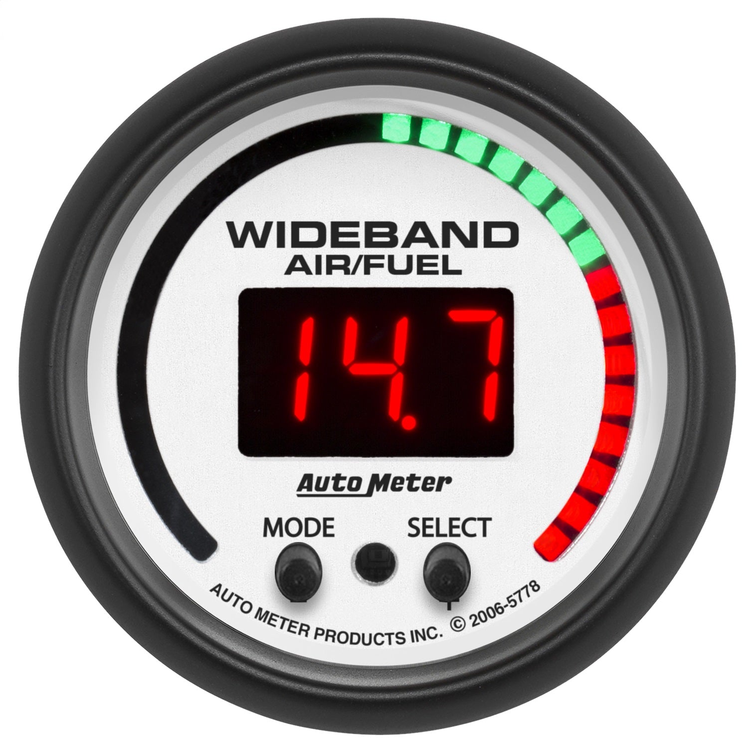 AutoMeter 5778 GAUGE; AIR/FUEL RATIO-PRO; 2 1/16in.; 10:1-20:1; DIGITAL W/PEAK/WARN; PHANTOM AutoMeter 5778