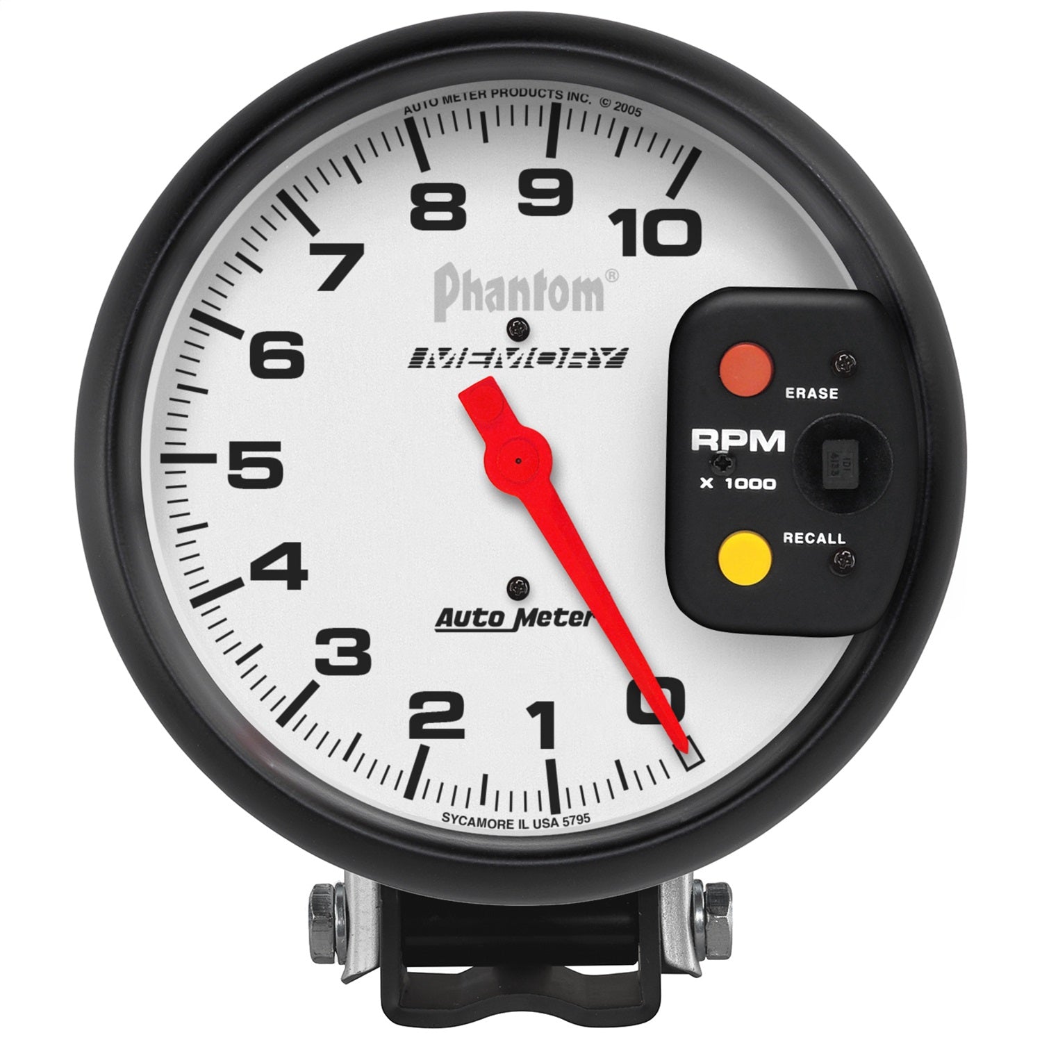 AutoMeter 5795 GAUGE; TACHOMETER; 5in.; 10K RPM; PEDESTAL W/PEAK RPM MEMORY; PHANTOM AutoMeter 5795