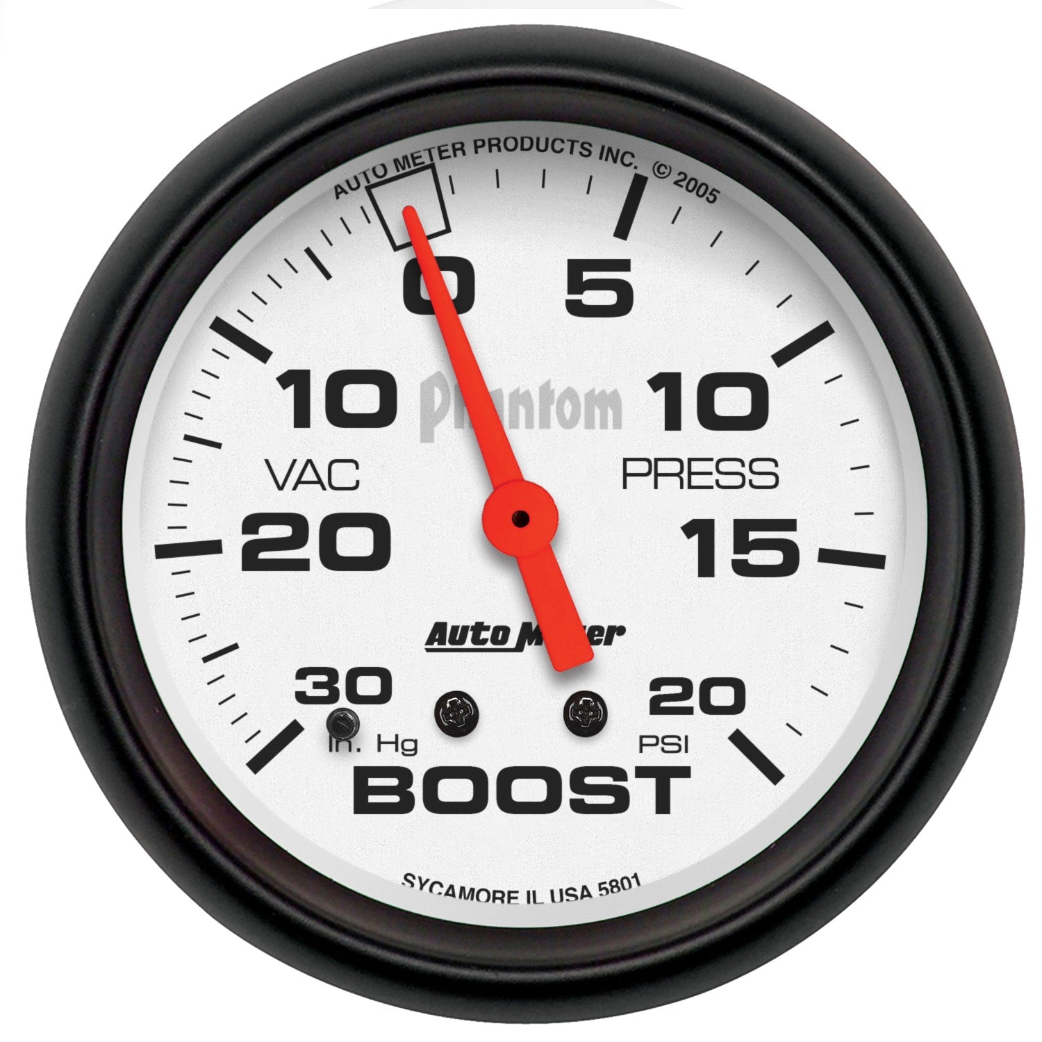 AutoMeter 5801 GAUGE; VAC/BOOST; 2 5/8in.; 30INHG-20PSI; MECHANICAL; PHANTOM AutoMeter 5801