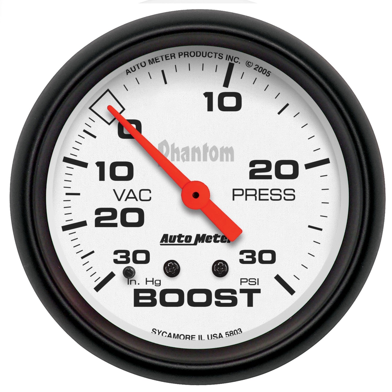 AutoMeter 5803 GAUGE; VAC/BOOST; 2 5/8in.; 30INHG-30PSI; MECHANICAL; PHANTOM AutoMeter 5803