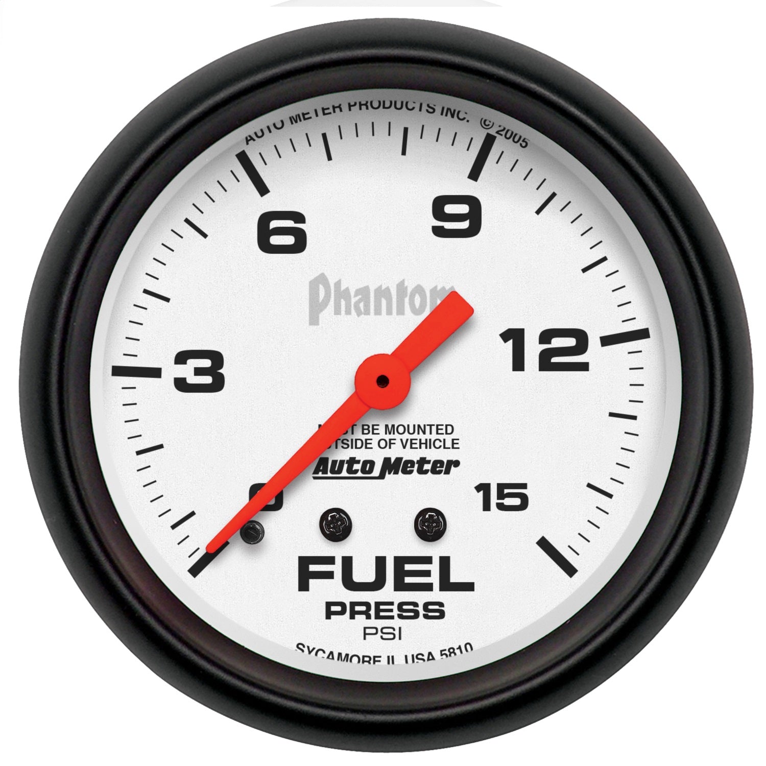 AutoMeter 5810 GAUGE; FUEL PRESSURE; 2 5/8in.; 15PSI; MECHANICAL; PHANTOM AutoMeter 5810