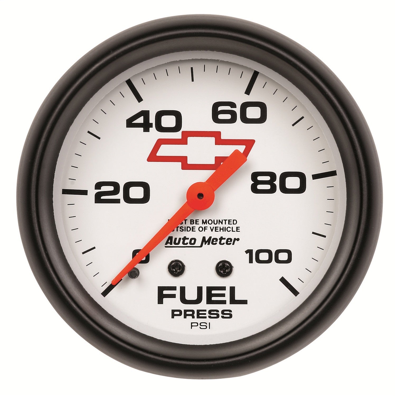 AutoMeter 5812-00406 GAUGE; FUEL PRESS; 2 5/8in.; 100PSI; MECHANICAL; CHEVY RED BOWTIE; WHITE AutoMeter 5812-00406