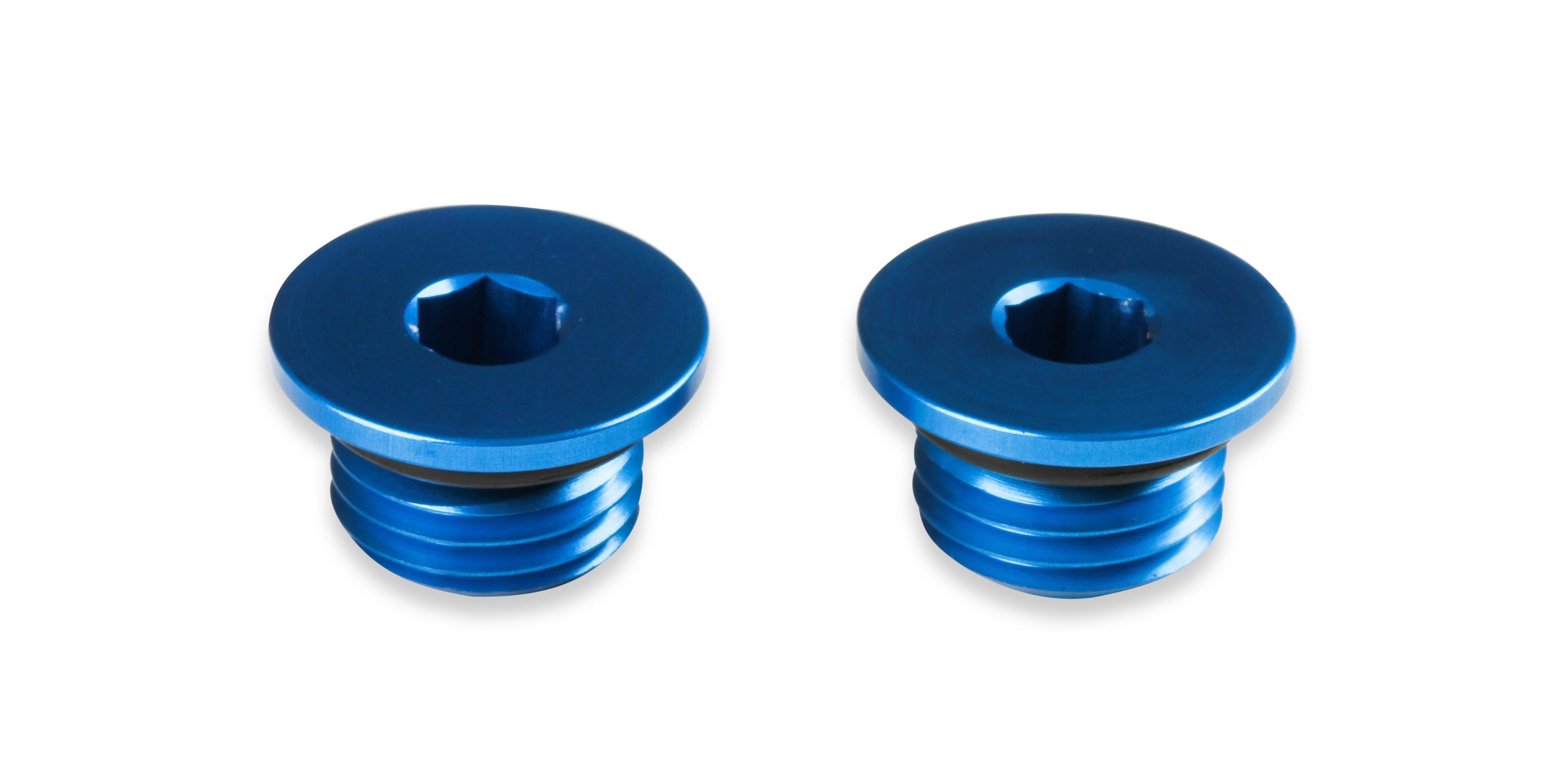 -6 AN Port Plug w/ O-Ring Seal, Blue Anodized Aluminum - 2 pieces