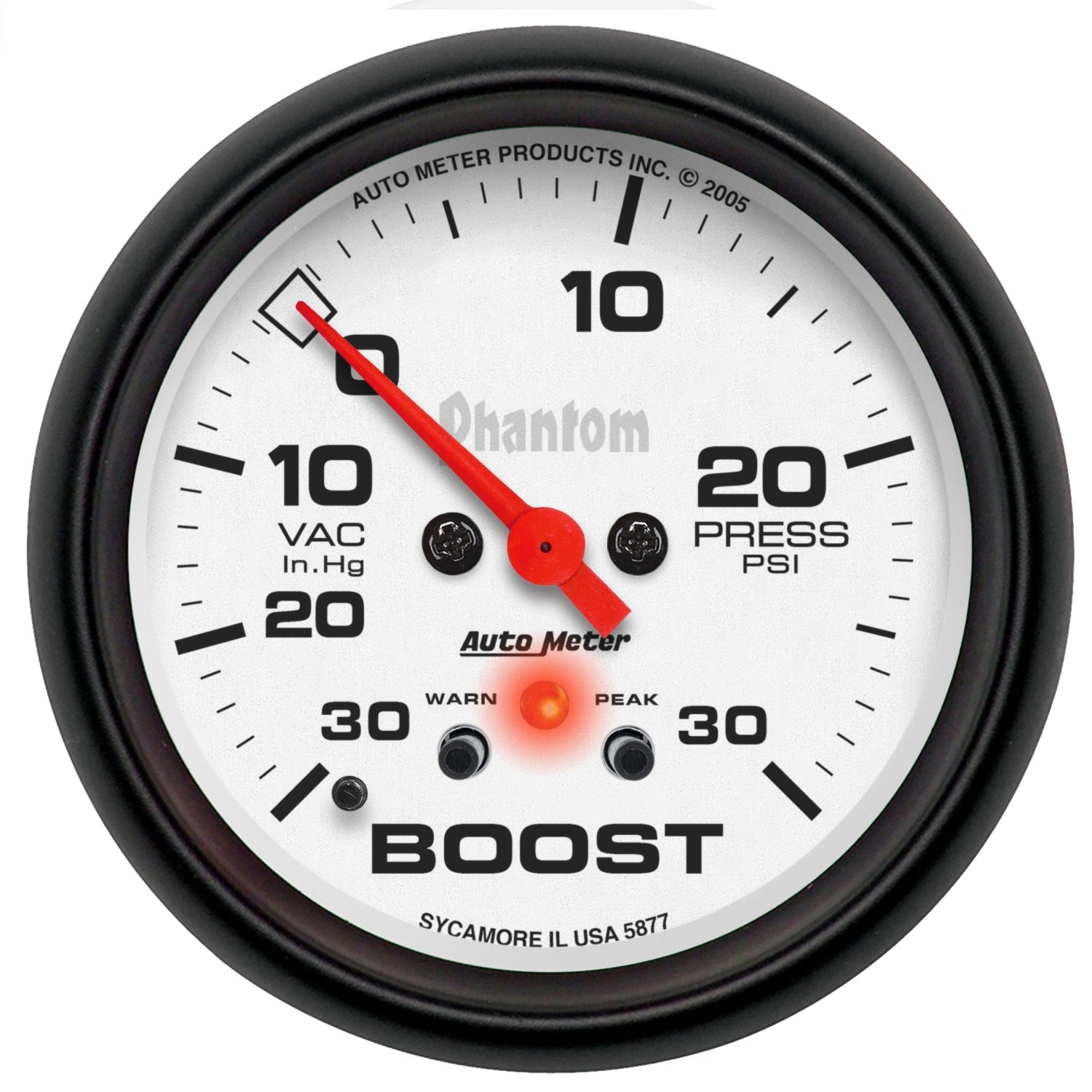 AutoMeter 5877 GAUGE; VAC/BOOST; 2 5/8in.; 30INHG-30PSI; DIGITAL STEPPER MOTOR; PHANTOM AutoMeter 5877
