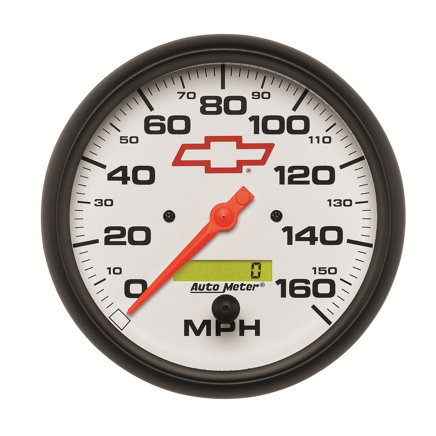 AutoMeter 5889-00406 GAUGE; SPEEDOMETER; 5in.; 160MPH; ELEC. PROGRAMMABLE; CHEVY RED BOWTIE; WHITE AutoMeter 5889-00406