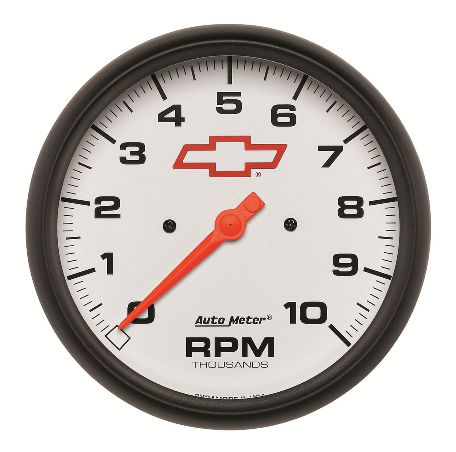 AutoMeter 5898-00406 GAUGE; TACHOMETER; 5in.; 10K RPM; IN-DASH; CHEVY RED BOWTIE; WHITE AutoMeter 5898-00406