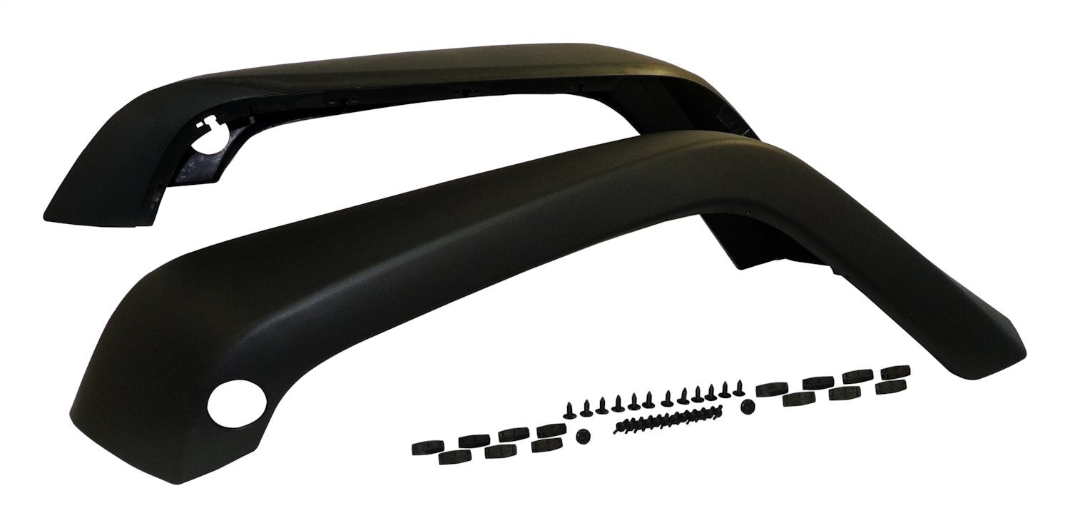 Crown Automotive Jeep Replacement 5KFKFR Fender Flare Set; Front; Incl. 2 Flare/Retainers/Rivets; Textured Black; Crown Automotive Jeep Replacement 5KFKFR