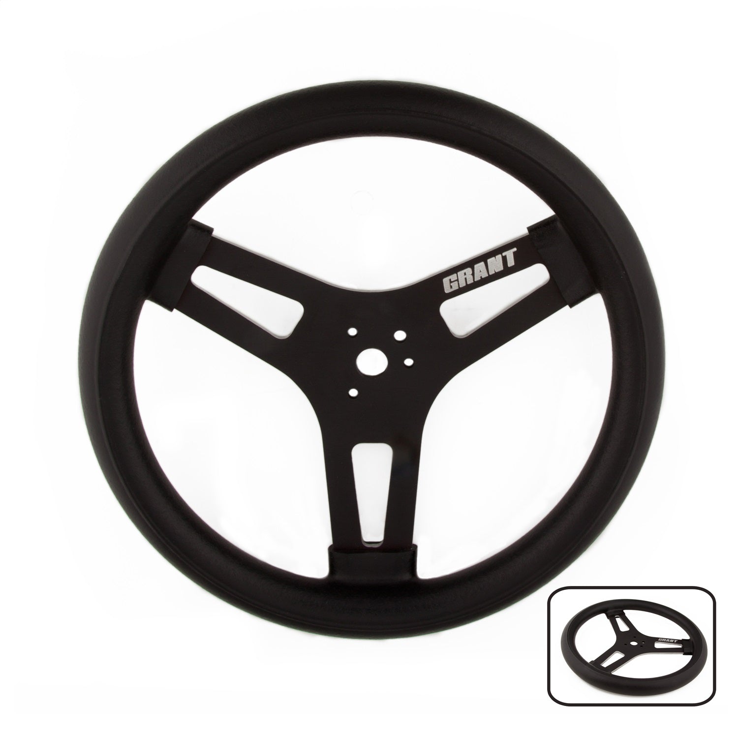 Grant 601 Racing Steering Wheel; 15 in. Diameter; Black; 3-Spoke Design: Grant Logo; Grant 601