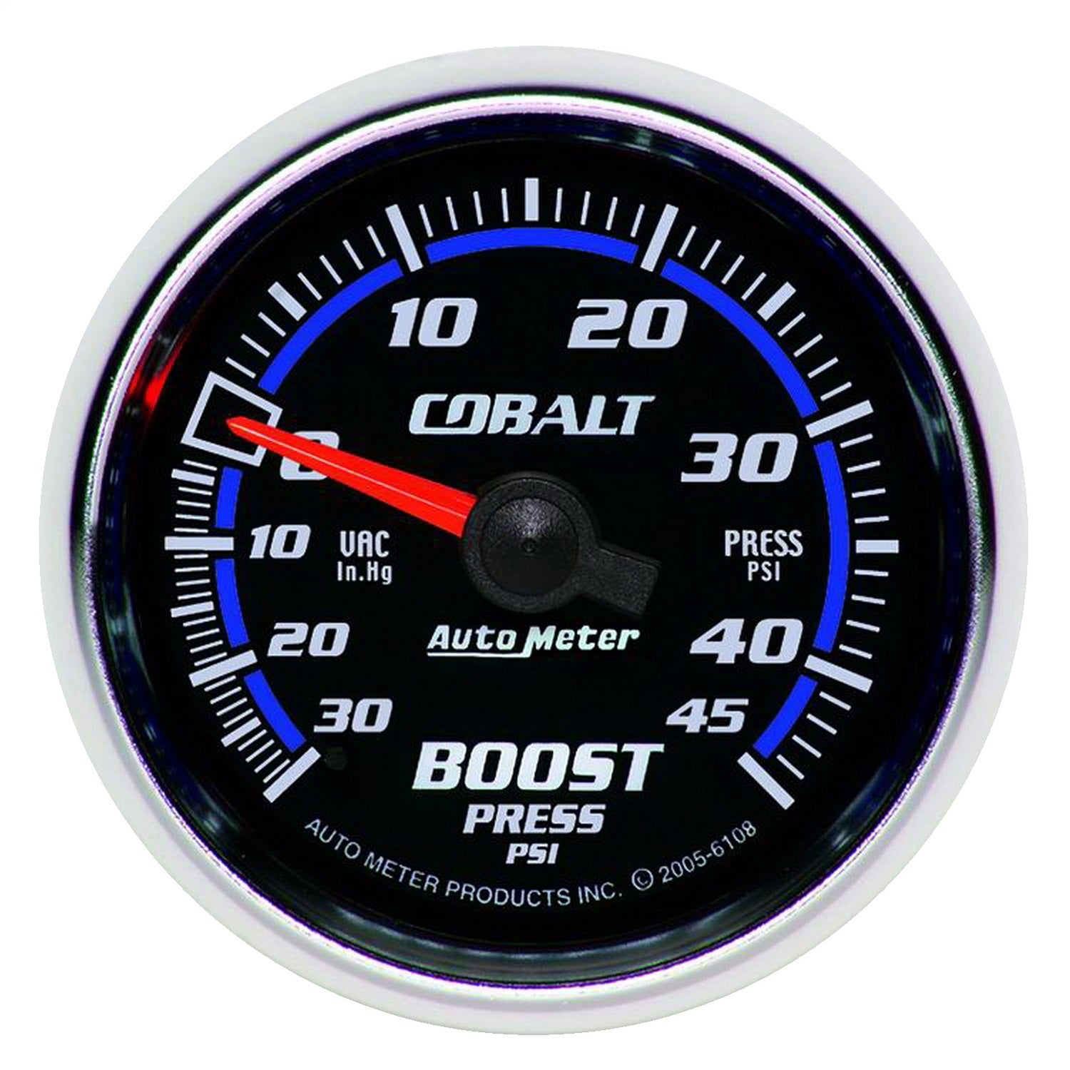 AutoMeter 6108 GAUGE; VAC/BOOST; 2 1/16in.; 30INHG-45PSI; MECHANICAL; COBALT AutoMeter 6108