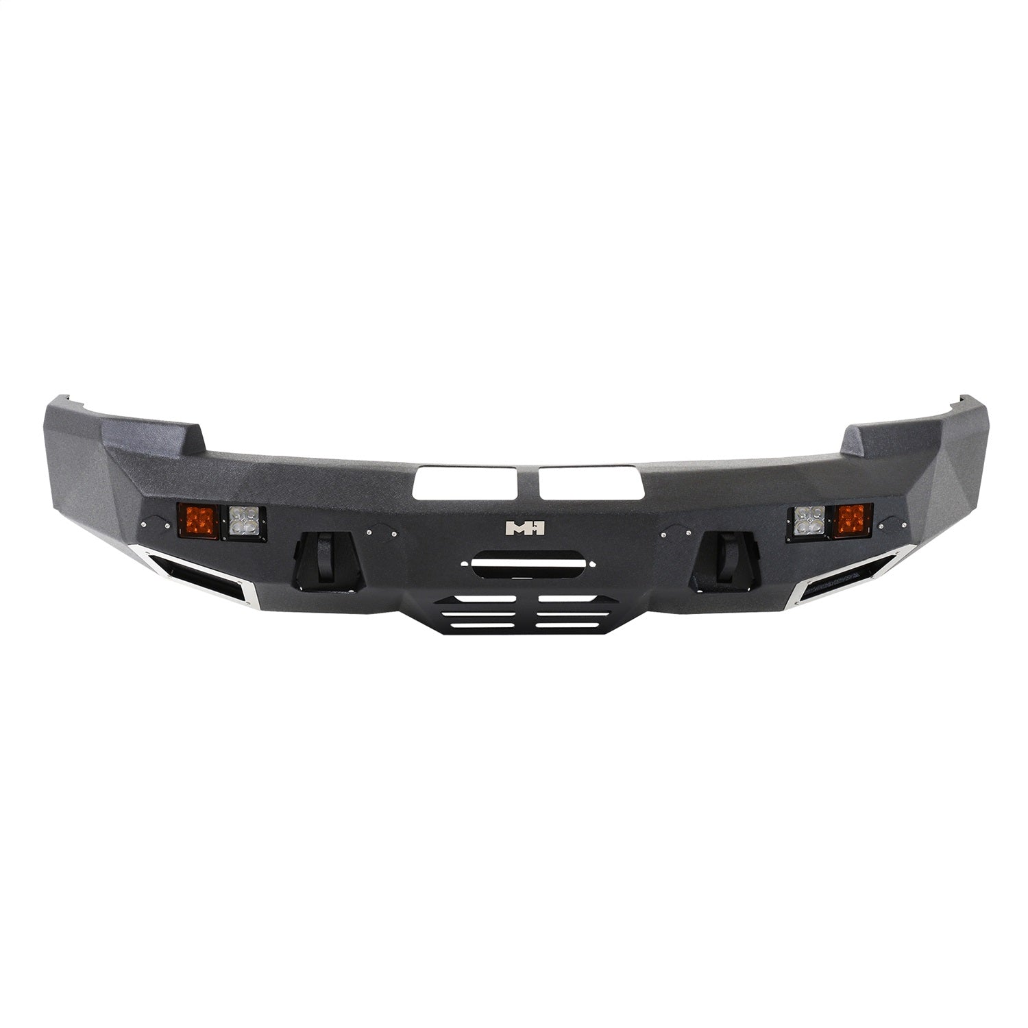 M1 Front Truck Bumper; Matte Black; w/4 Lights; No Drilling Required; Smittybilt 612822