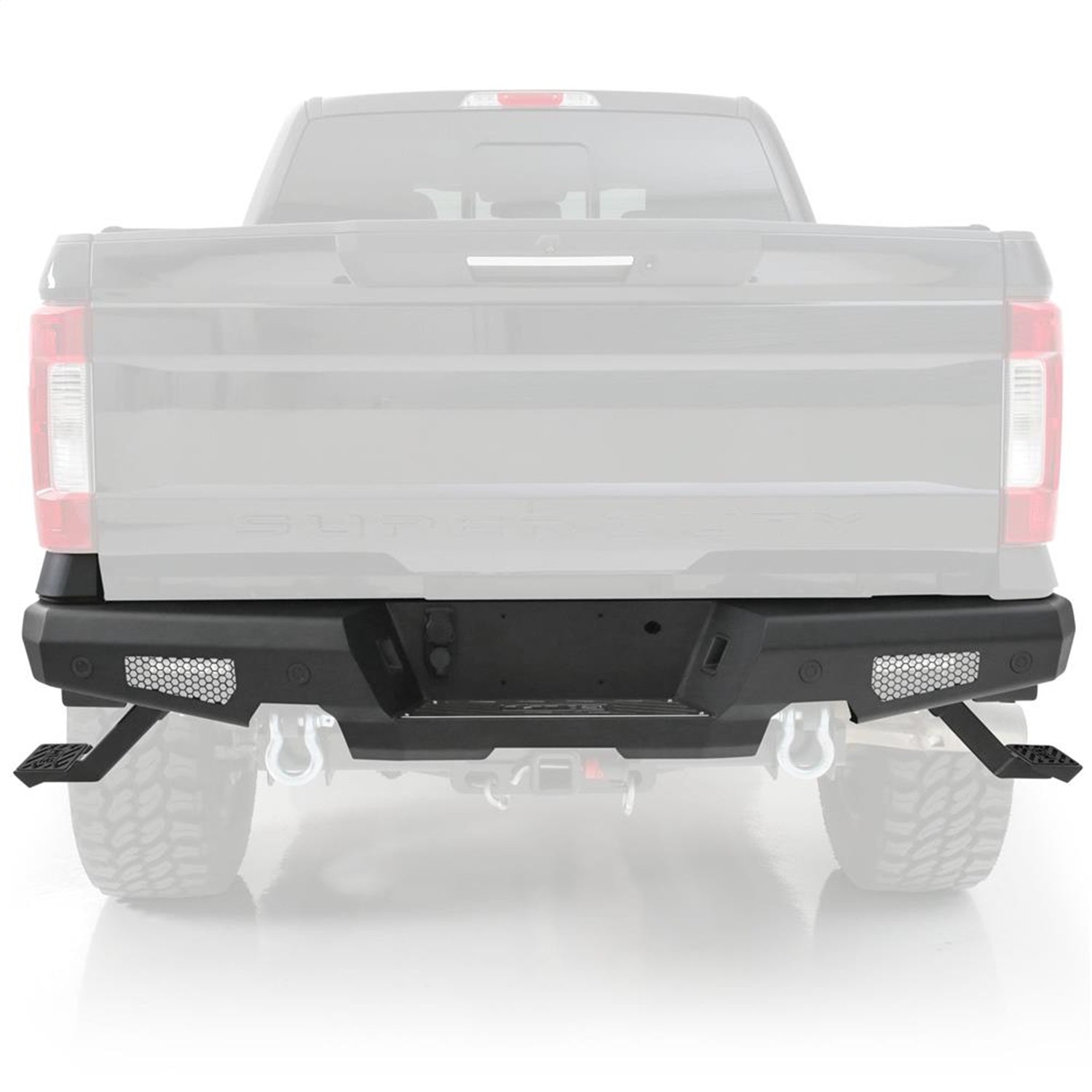 M1A2 Rear Bumper; Incl. 2-6 in. Light Bars/Adjustable Steps; Smittybilt 614931