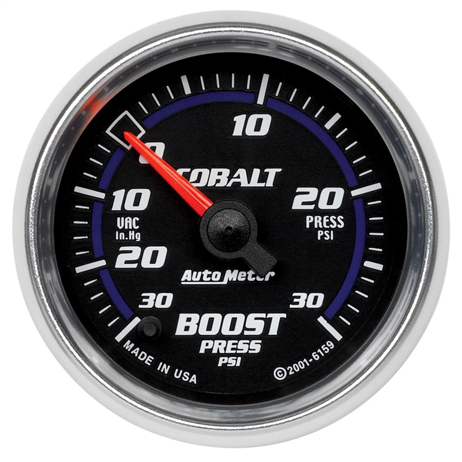 AutoMeter 6159 GAUGE; VAC/BOOST; 2 1/16in.; 30INHG-30PSI; DIGITAL STEPPER MOTOR; COBALT AutoMeter 6159