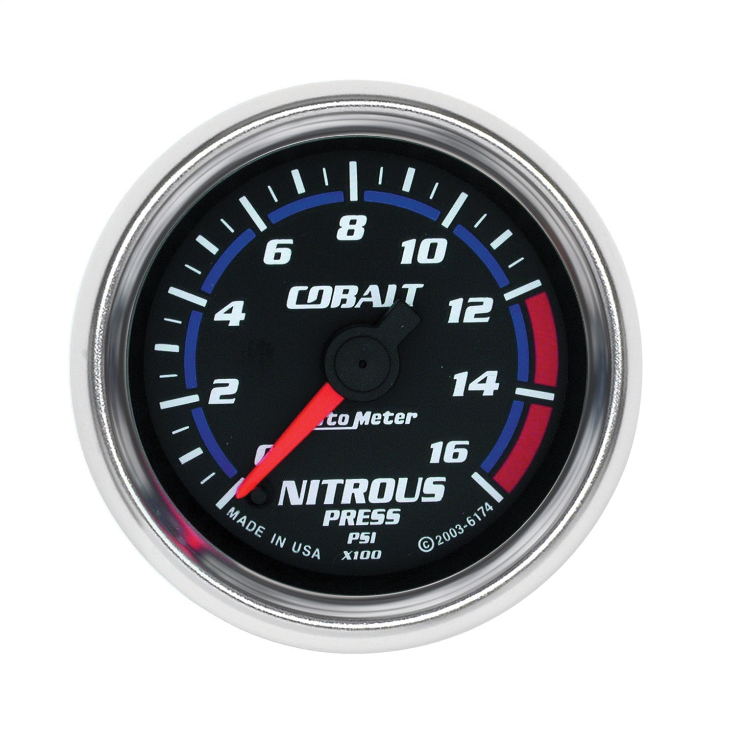 AutoMeter 6174 GAUGE; NITROUS PRESSURE; 2 1/16in.; 1600PSI; DIGITAL STEPPER MOTOR; COBALT AutoMeter 6174
