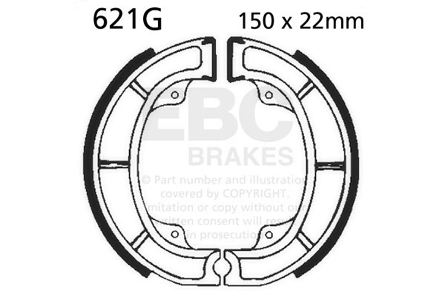 EBC Motorcycle Brakes 621G Motorcycle Grooved Replacement Brake Shoes; EBC Motorcycle Brakes 621G