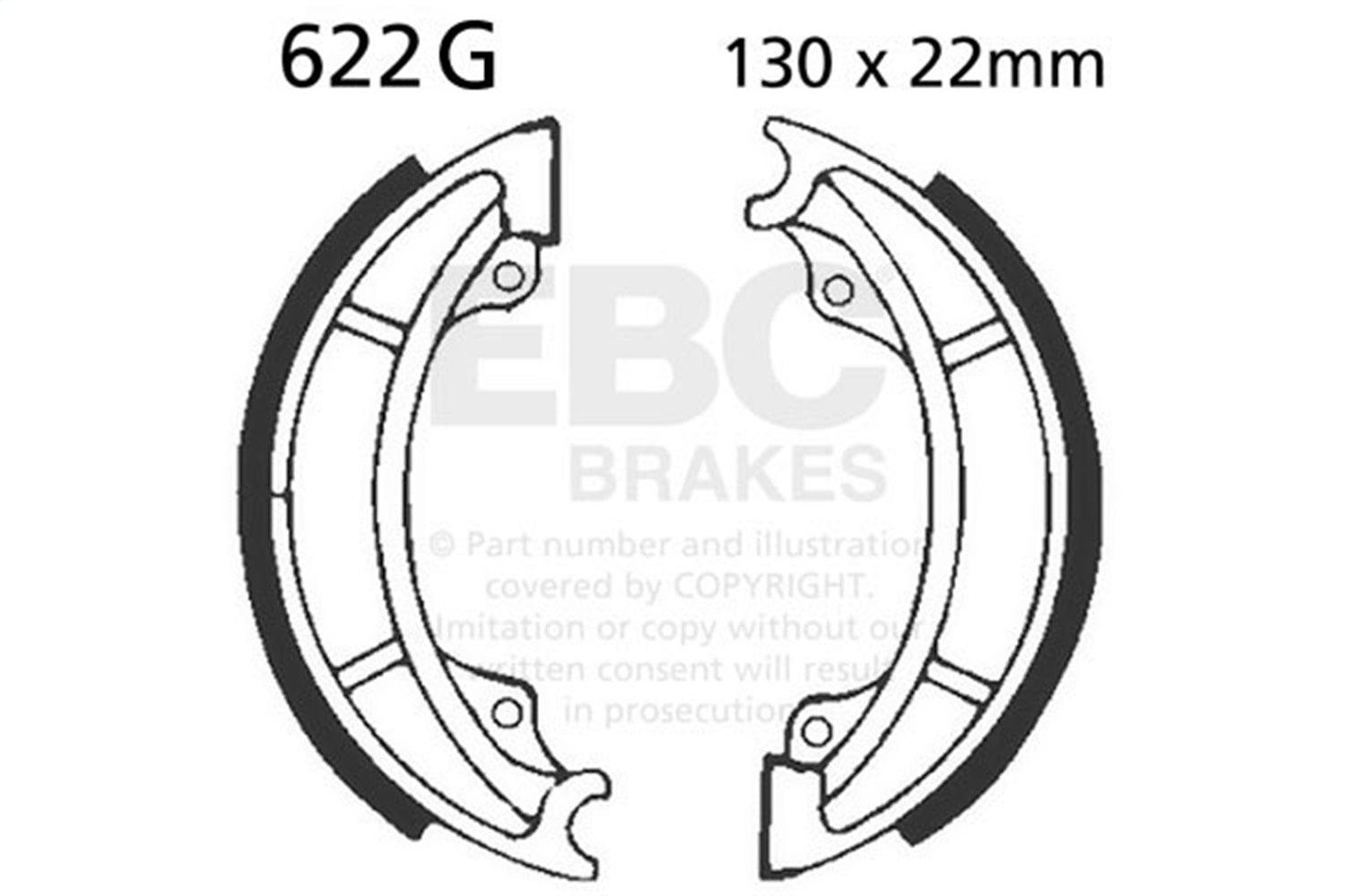 EBC Motorcycle Brakes 622G Motorcycle Grooved Replacement Brake Shoes; EBC Motorcycle Brakes 622G