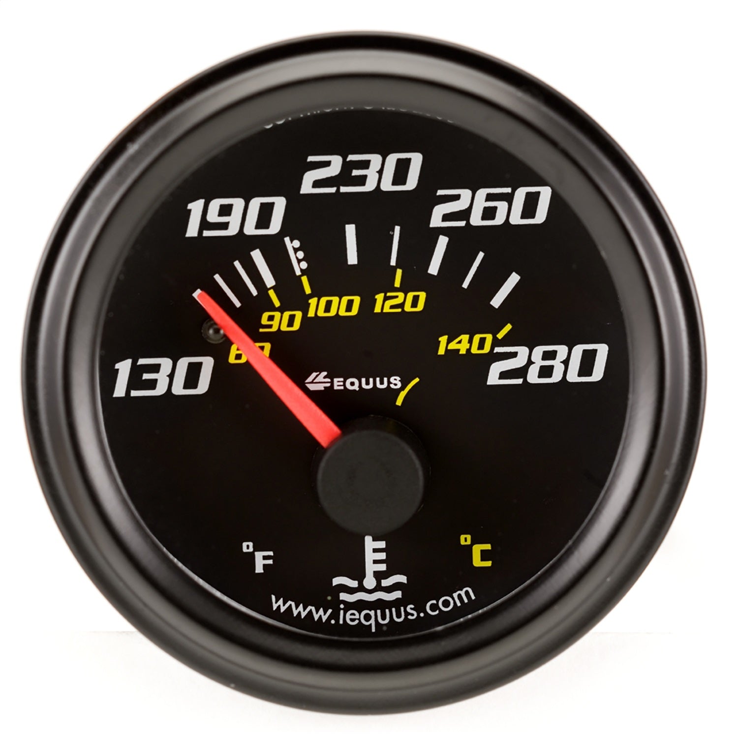 Equus E6232 GAUGE; WATER TEMPERATURE; 2in.; 130-280deg.F; 90deg. SWEEP MECH; BLACK; 6000 SER Equus E6232