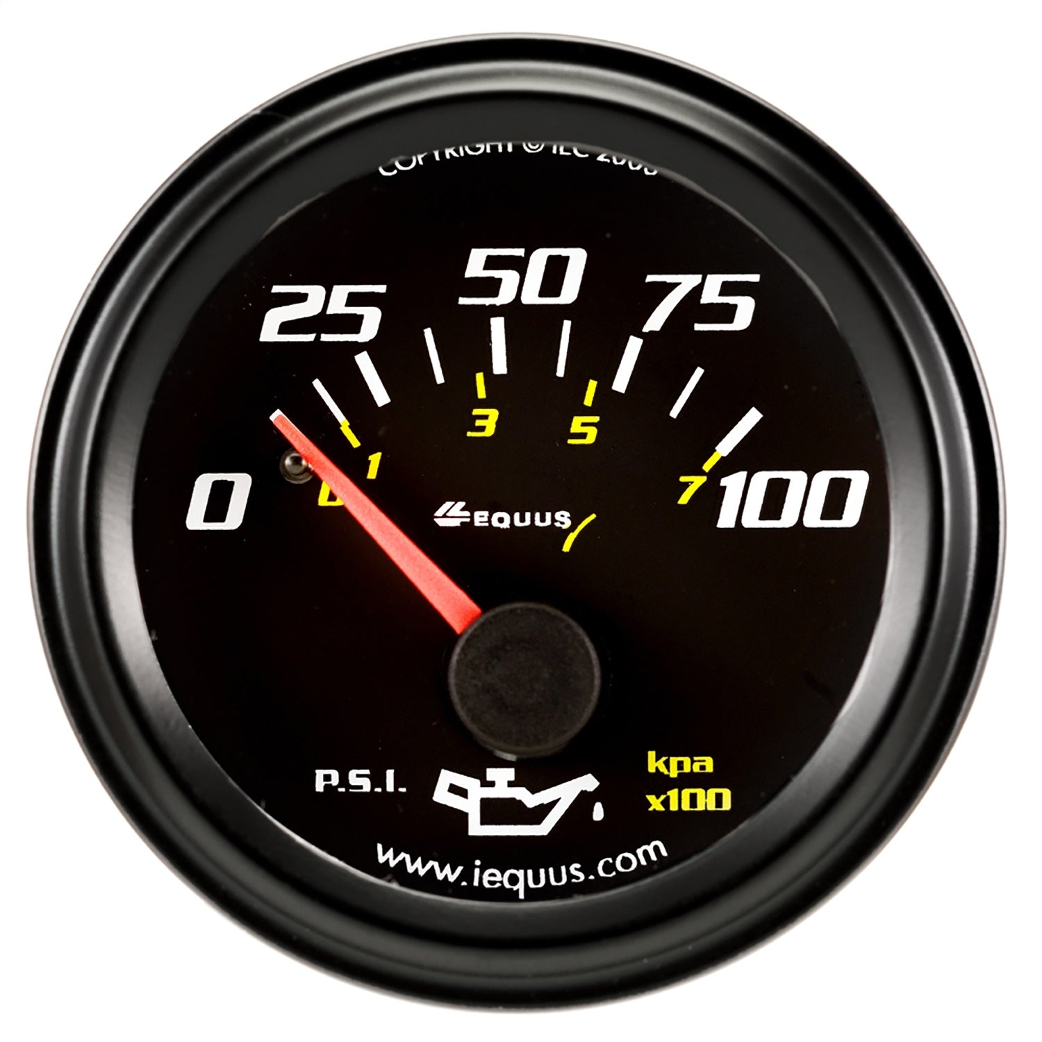 Equus E6234 GAUGE; OIL PRESSURE; 2in.; 0-100PSI; 90deg. SWEEP MECH; BLACK; 6000 SERIES Equus E6234
