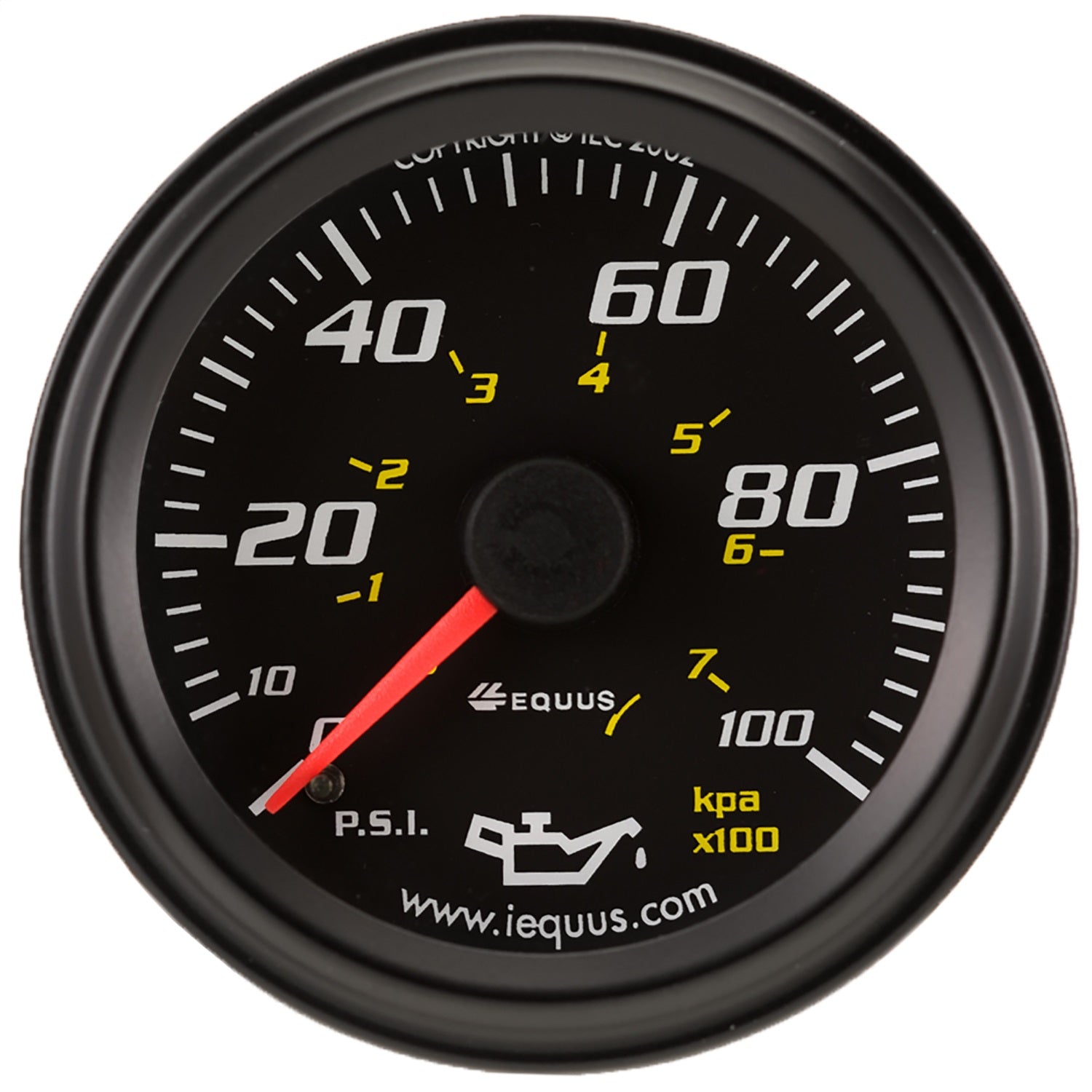 Equus E6244 GAUGE; OIL PRESSURE; 2in.; 0-100PSI; 270deg. SWEEP MECH; BLACK; 6000 SERIES Equus E6244