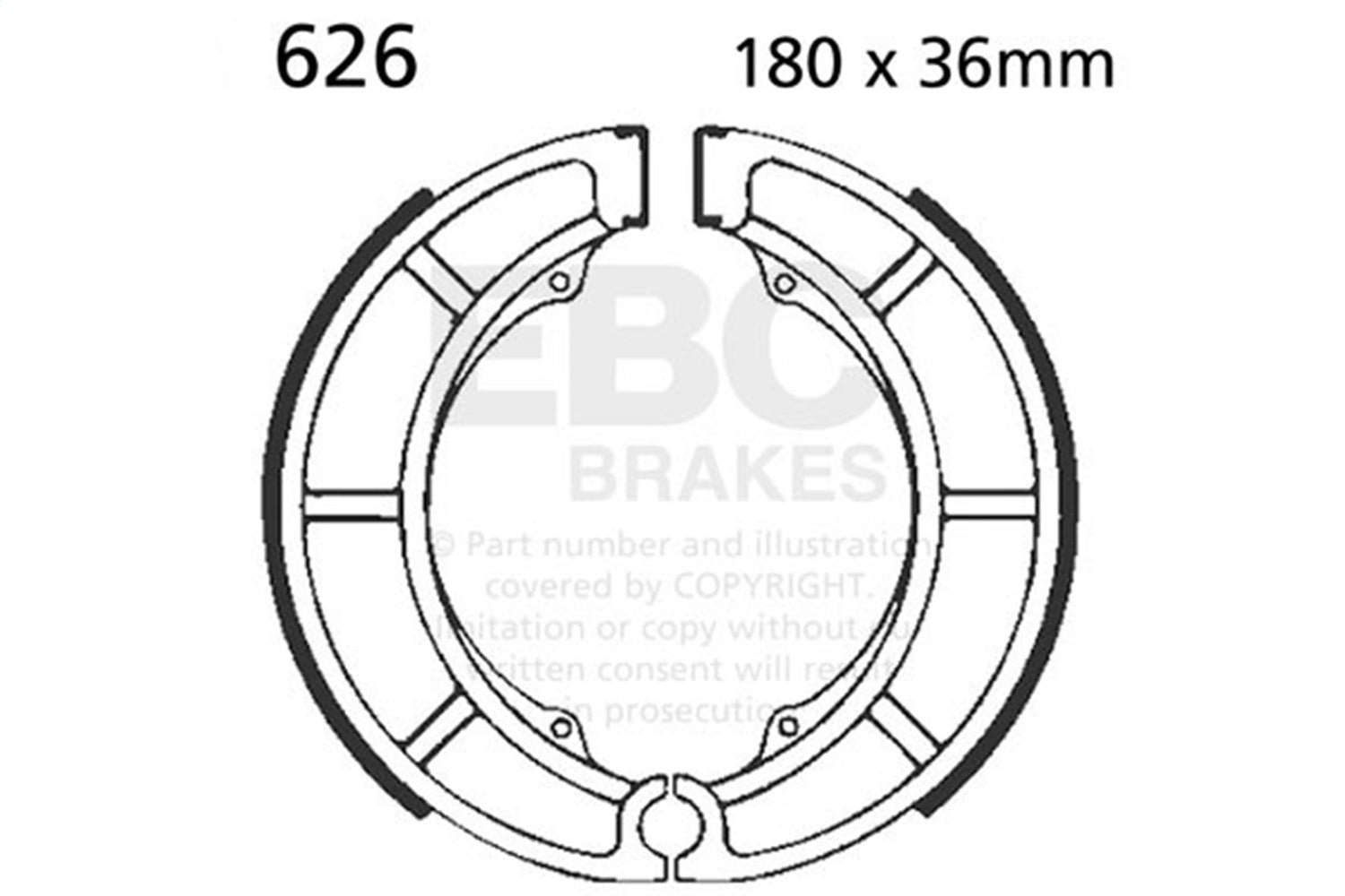 EBC Motorcycle Brakes 626 Plain Motorcycle Replacement Brake Shoes; EBC Motorcycle Brakes 626