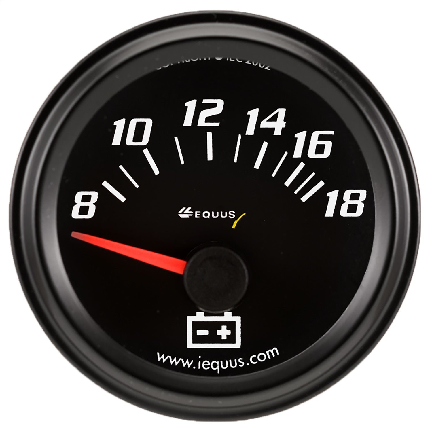 Equus E6268 GAUGE; VOLTMETER; 2in. 8-18V; 90deg. SWEEP ELEC; BLACK; 6000 SERIES Equus E6268