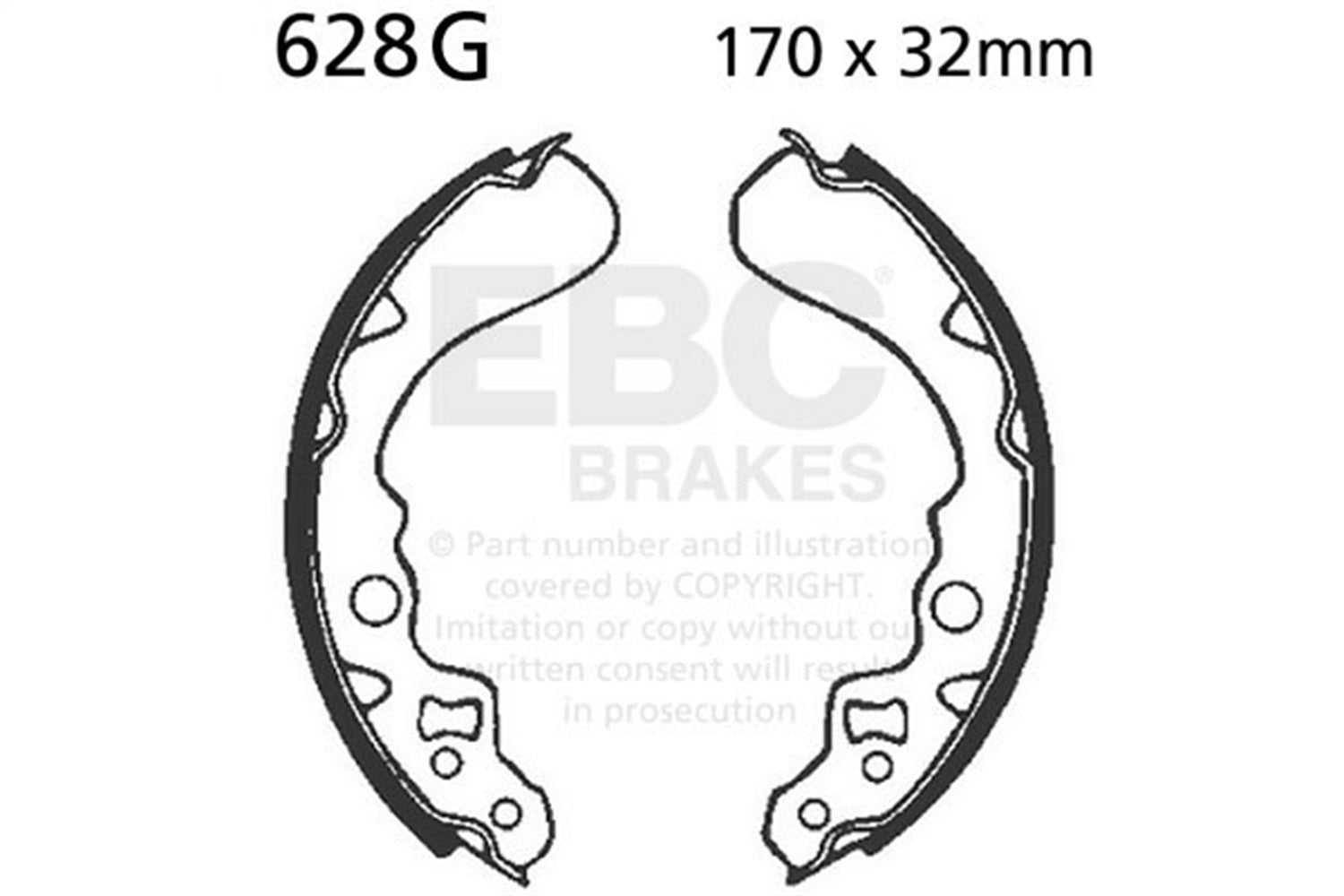 EBC Motorcycle Brakes 628G Motorcycle Grooved Replacement Brake Shoes; EBC Motorcycle Brakes 628G