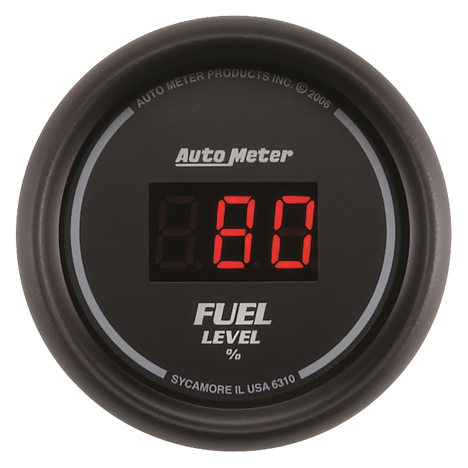 AutoMeter 6310 GAUGE; FUEL LEVEL; 2 1/16in.; 0-280O PROGRAM.; DIGITAL; BLACK DIAL W/RED LED AutoMeter 6310