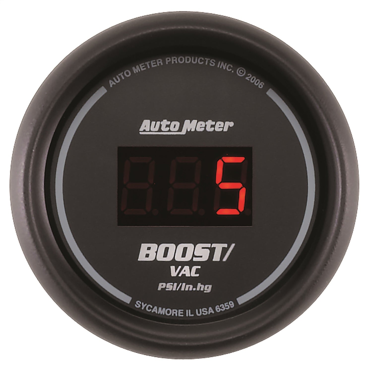 AutoMeter 6359 GAUGE; VAC/BOOST; 2 1/16in.; 30INHG-30PSI; DIGITAL; BLACK DIAL W/RED LED AutoMeter 6359