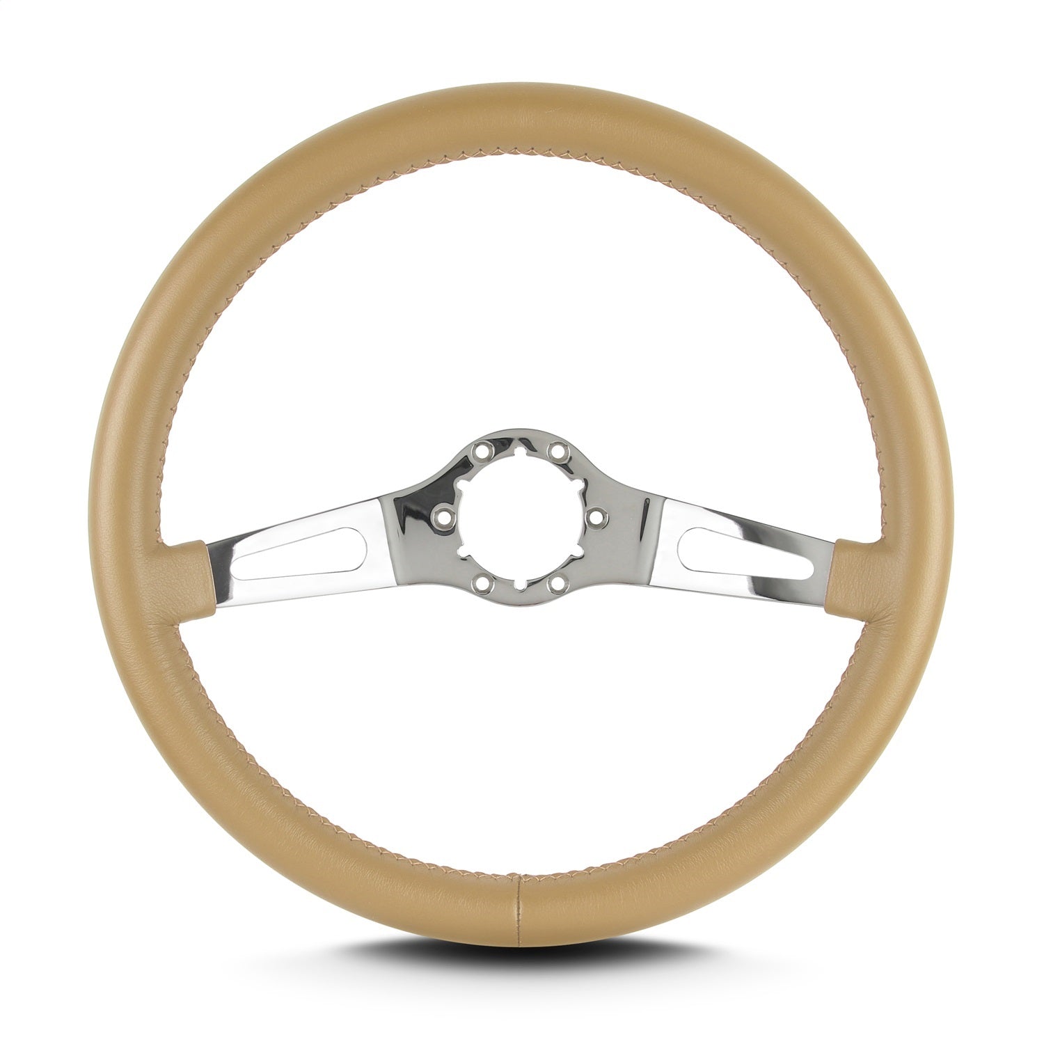 Lokar 63709 Lecarra Teardrop Steering Wheel; Tan; 2 Polished Spokes; 14 in. Standard Grip; Lokar 63709