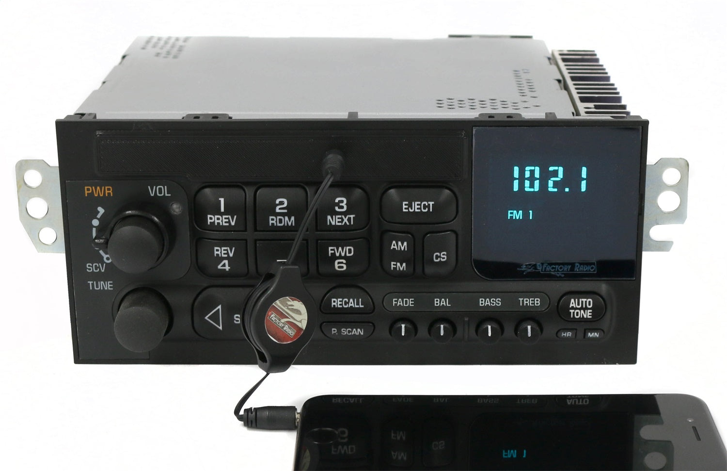 1 Factory Radio 638-01182-A2 AM/FM Radio Cassette Player; Remanufactured; w/ Aux; Controls; 1 Factory Radio 638-01182-A2