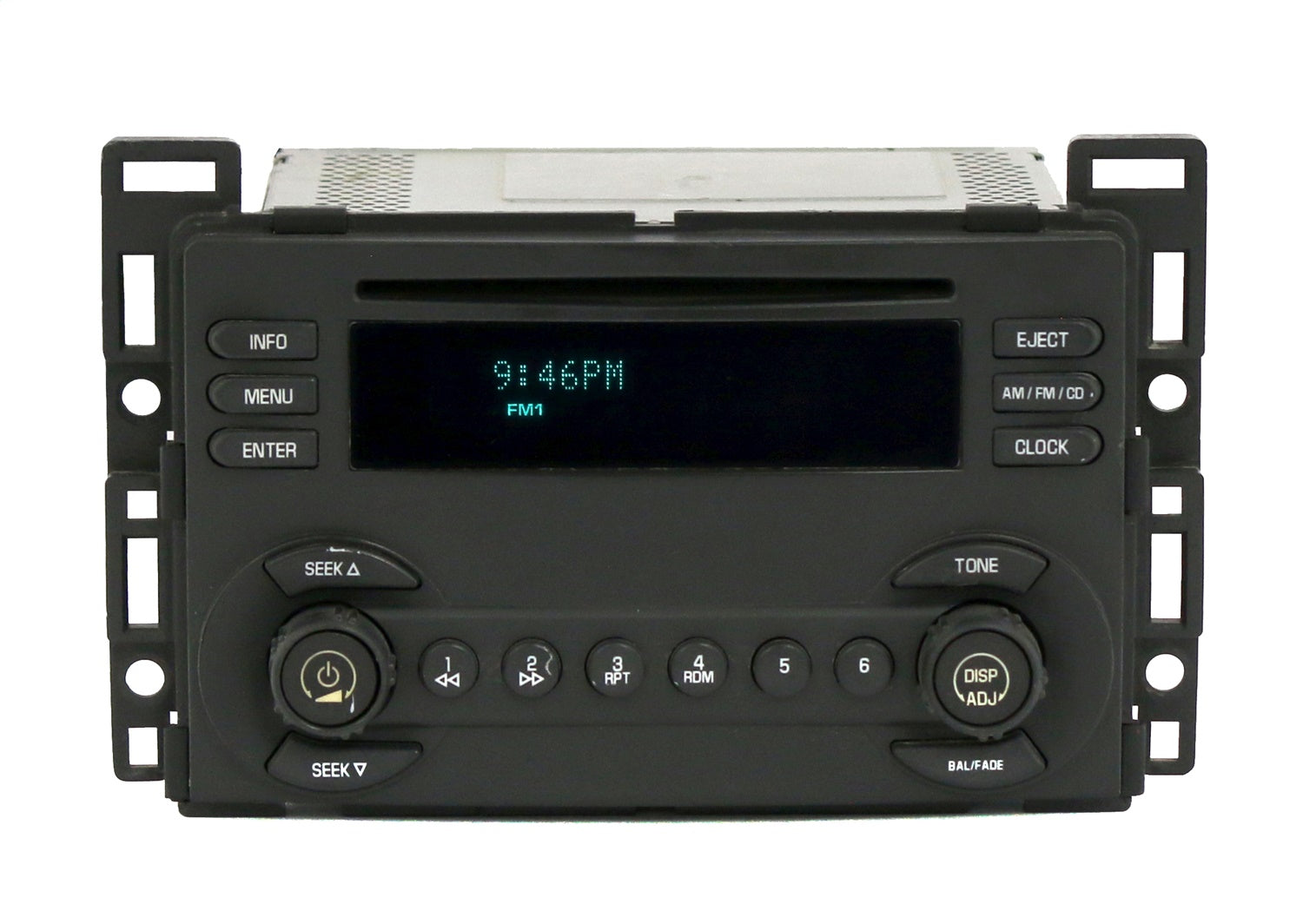 1 Factory Radio 638-01639-NOA AM/FM Radio 6 Disc CD Player; Remanufactured; Black; OE Part Number: 22723438; 1 Factory Radio 638-01639-NOA