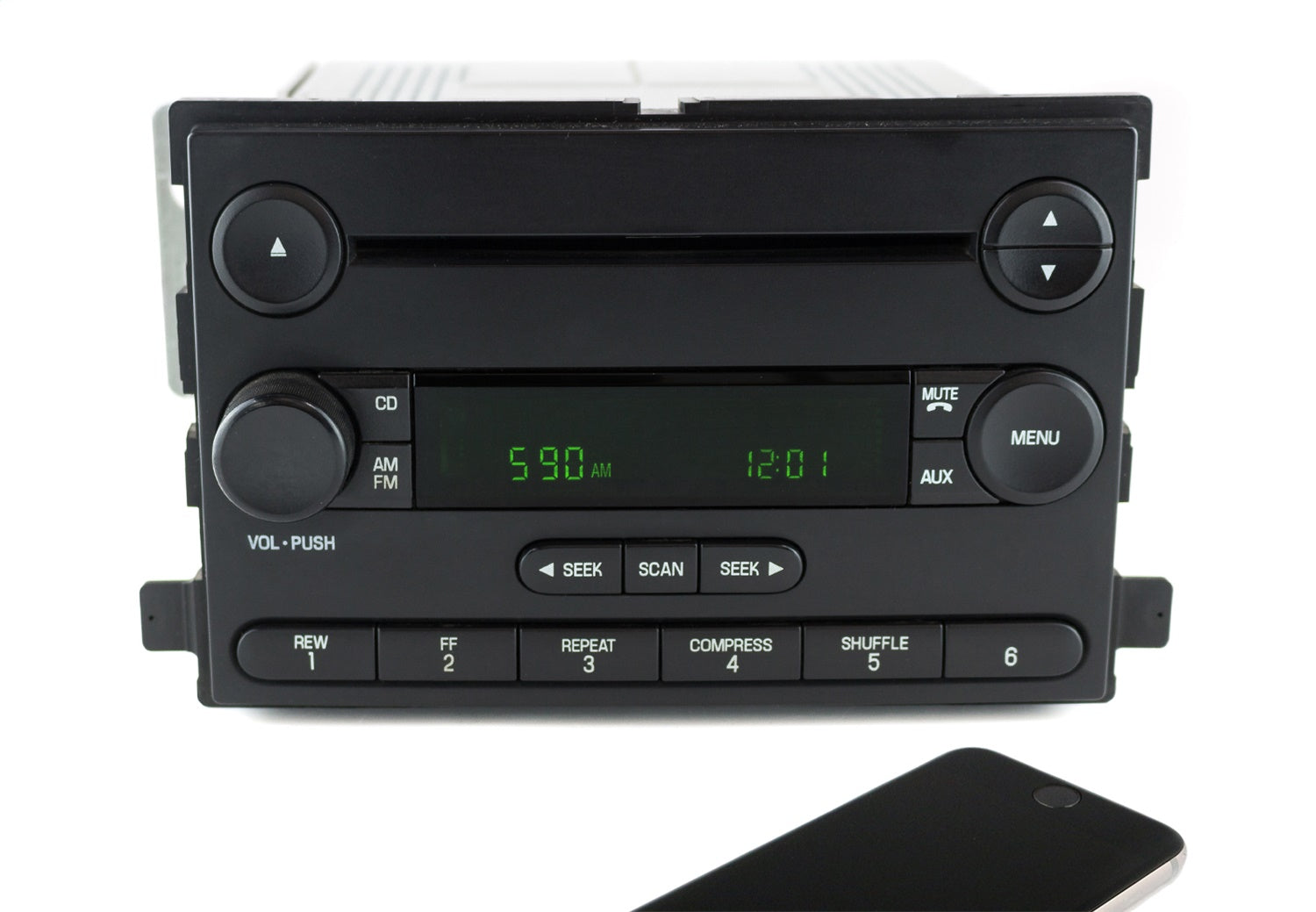 1 Factory Radio 638-02140-BT3 AM/FM Radio; Remanufactured; Bluetooth; Black; OE Part Number: 6C3T-18C869-AC; 1 Factory Radio 638-02140-BT3